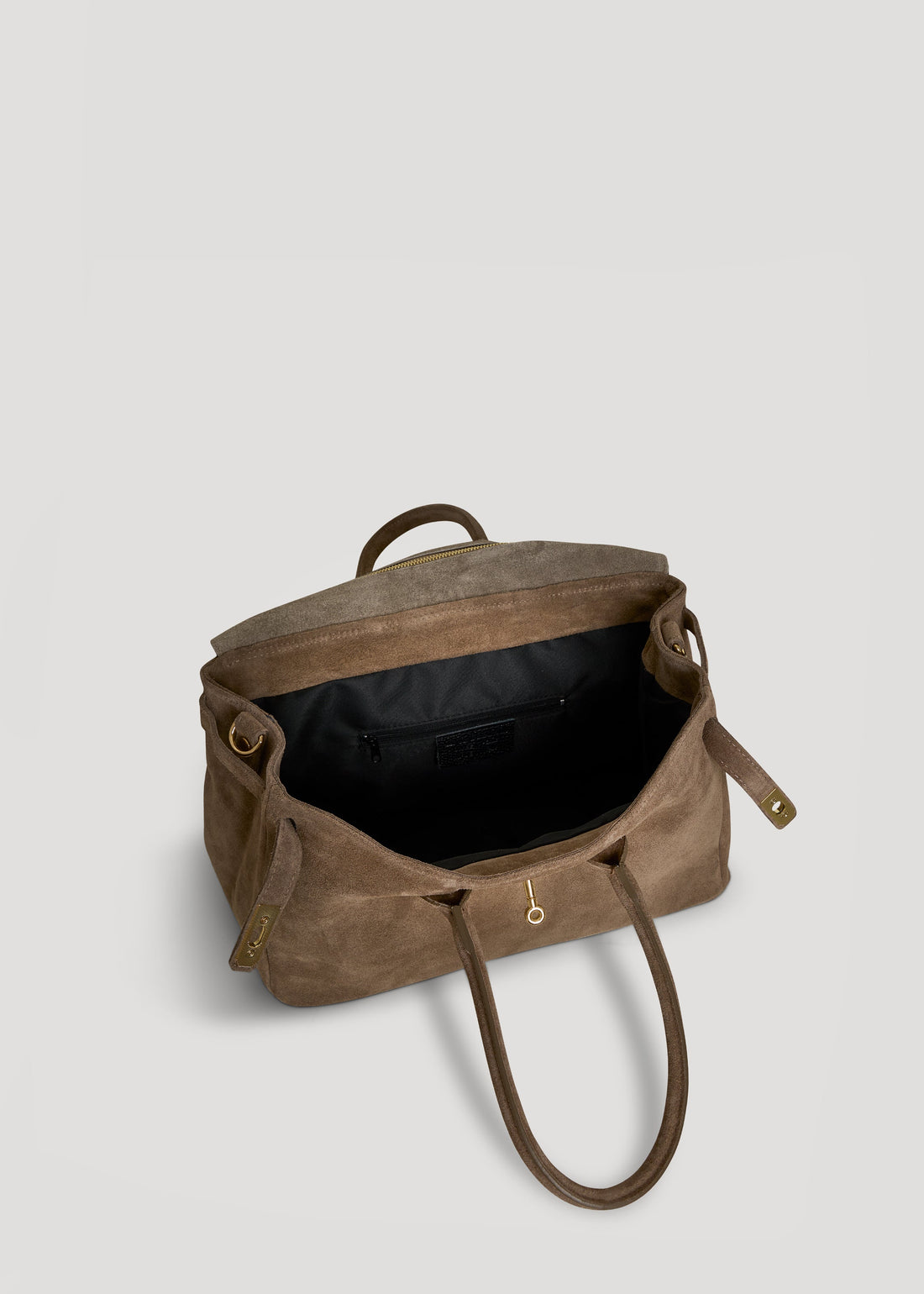 Elizabeth Bag in Taupe Suede and Togo Leather