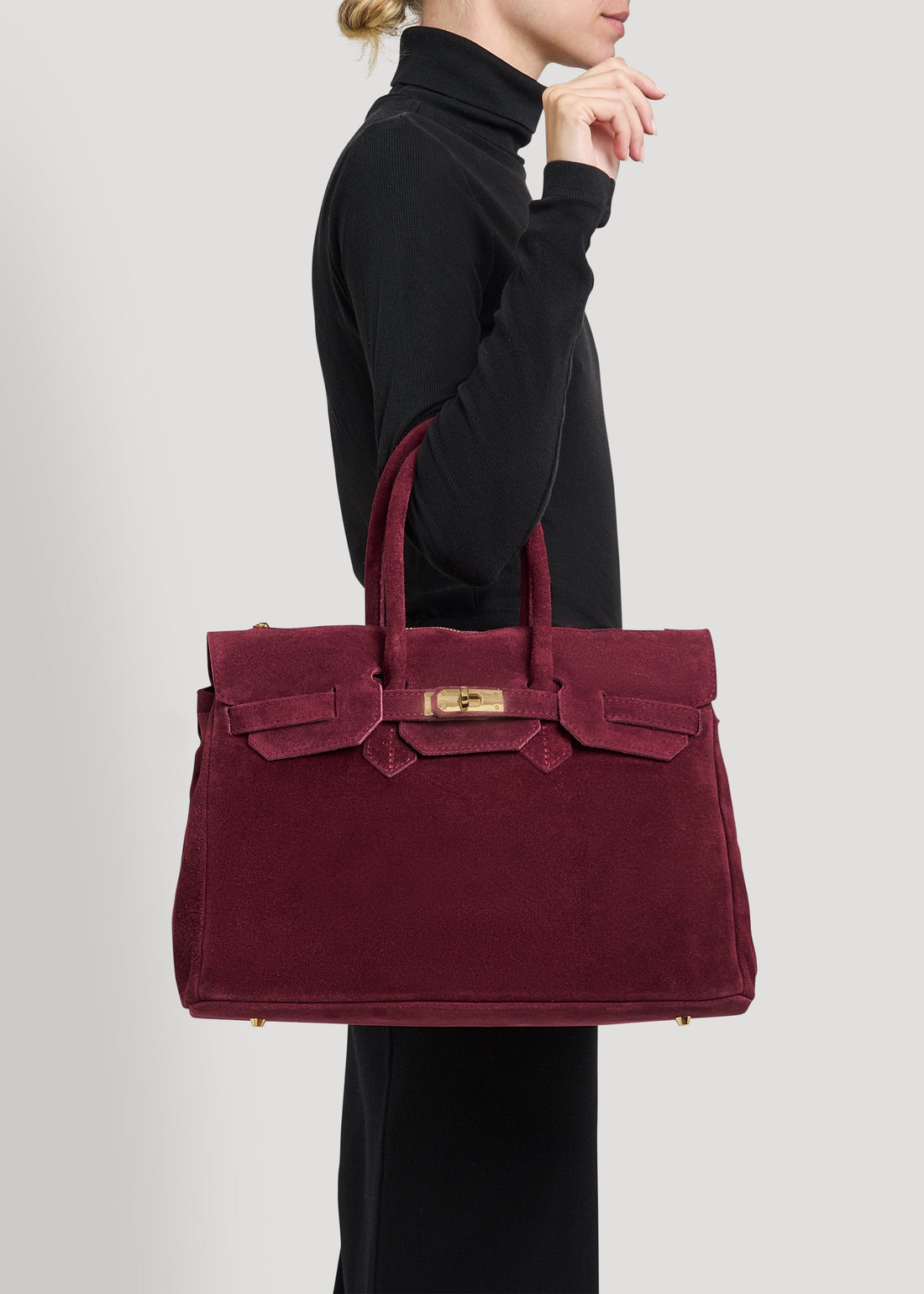 Elizabeth Bag in Burgundy Suede and Togo Leather
