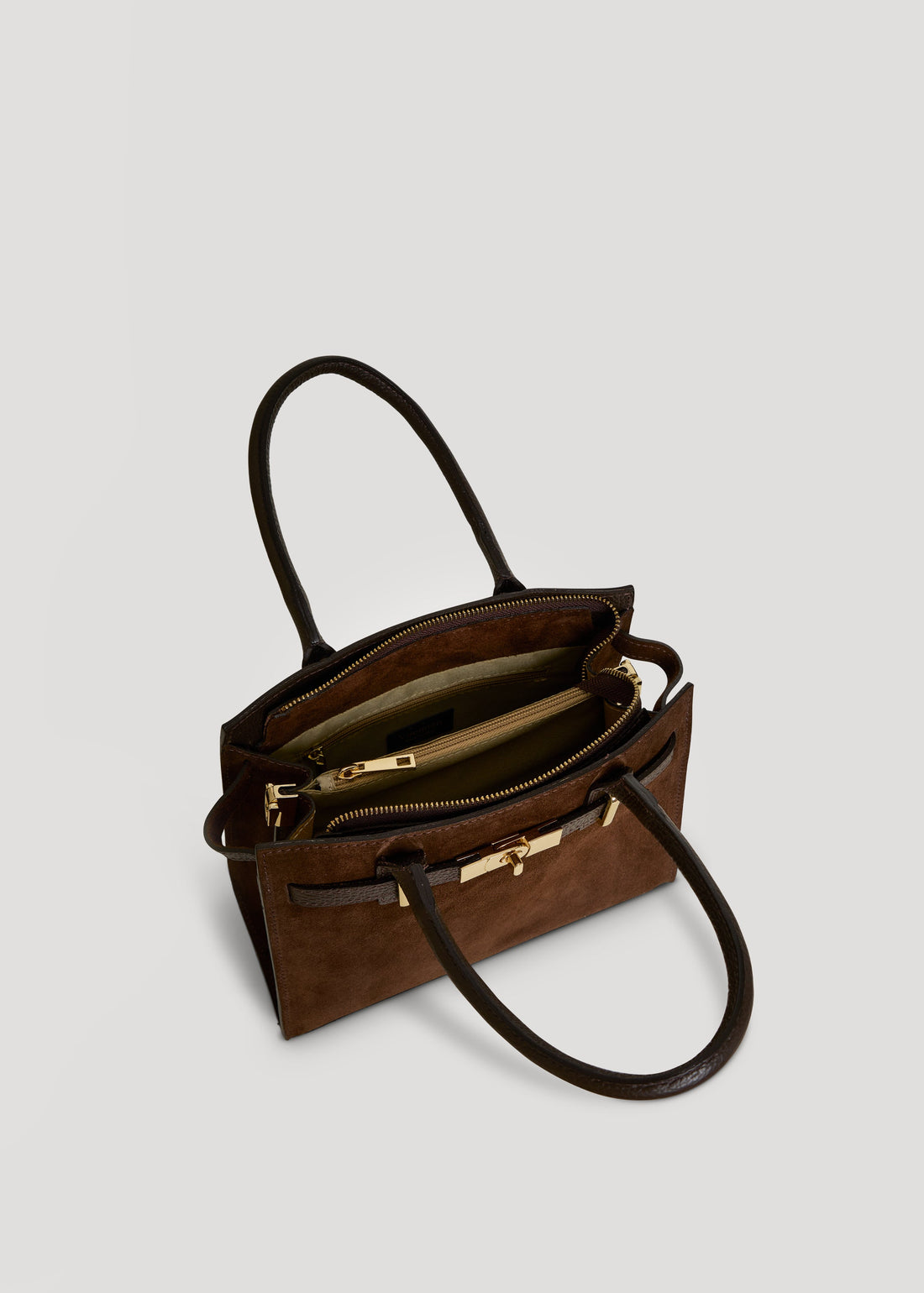 Grace Bag in Dark Brown Suede and Togo Leather