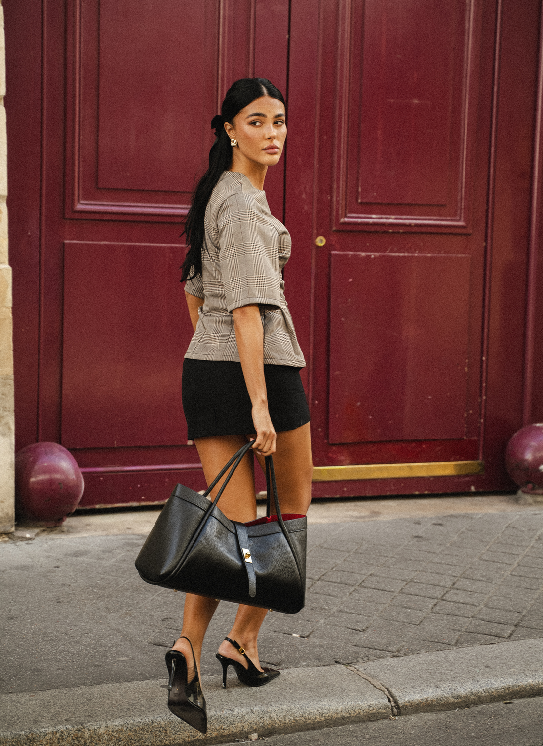 Mayfair Bag in Black Togo Leather