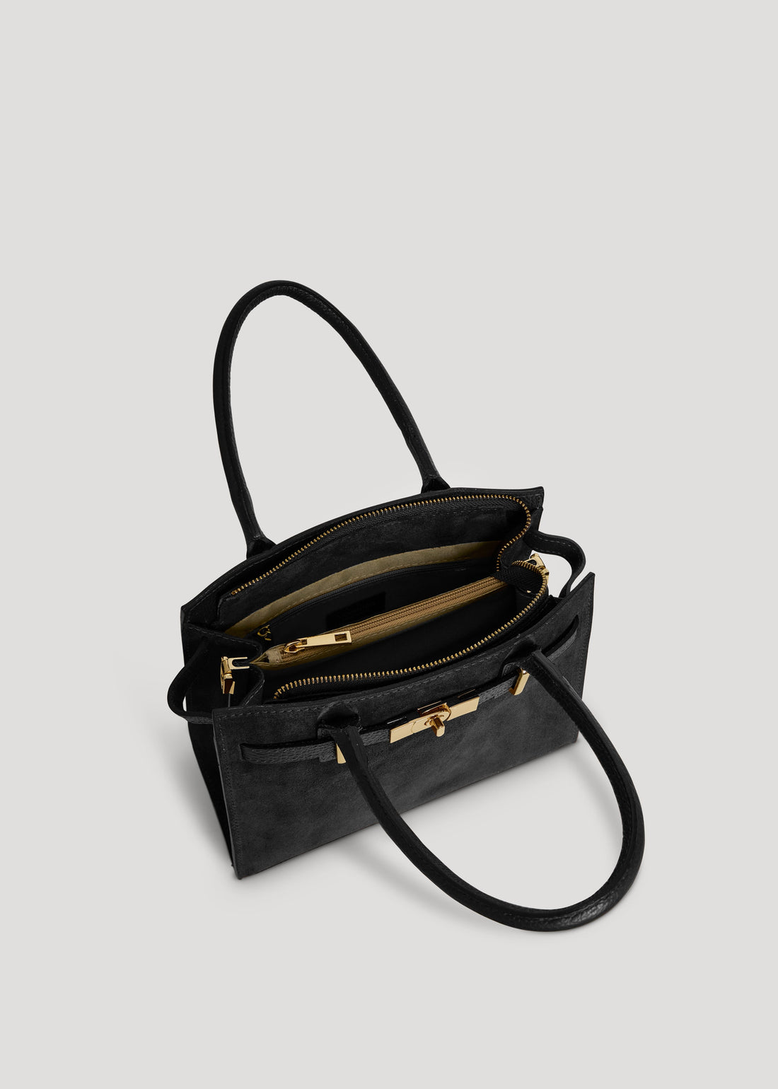 Grace Bag in Black Suede and Togo Leather