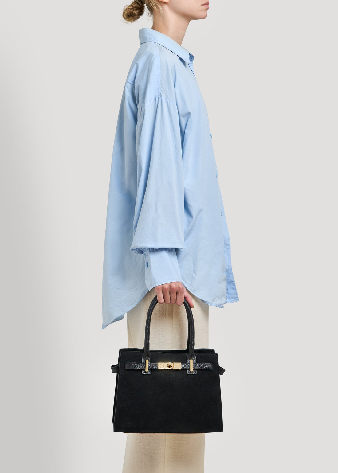 Grace Bag in Black Suede and Togo Leather
