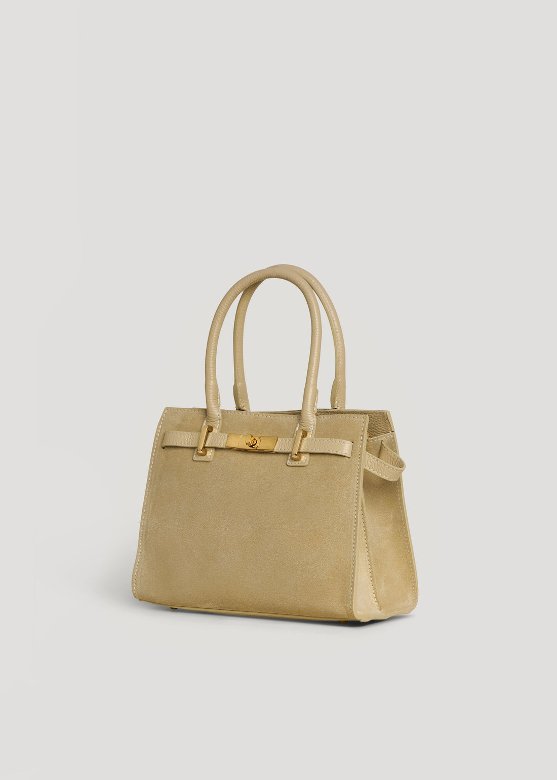 Grace Bag in Light Taupe Suede and Togo Leather