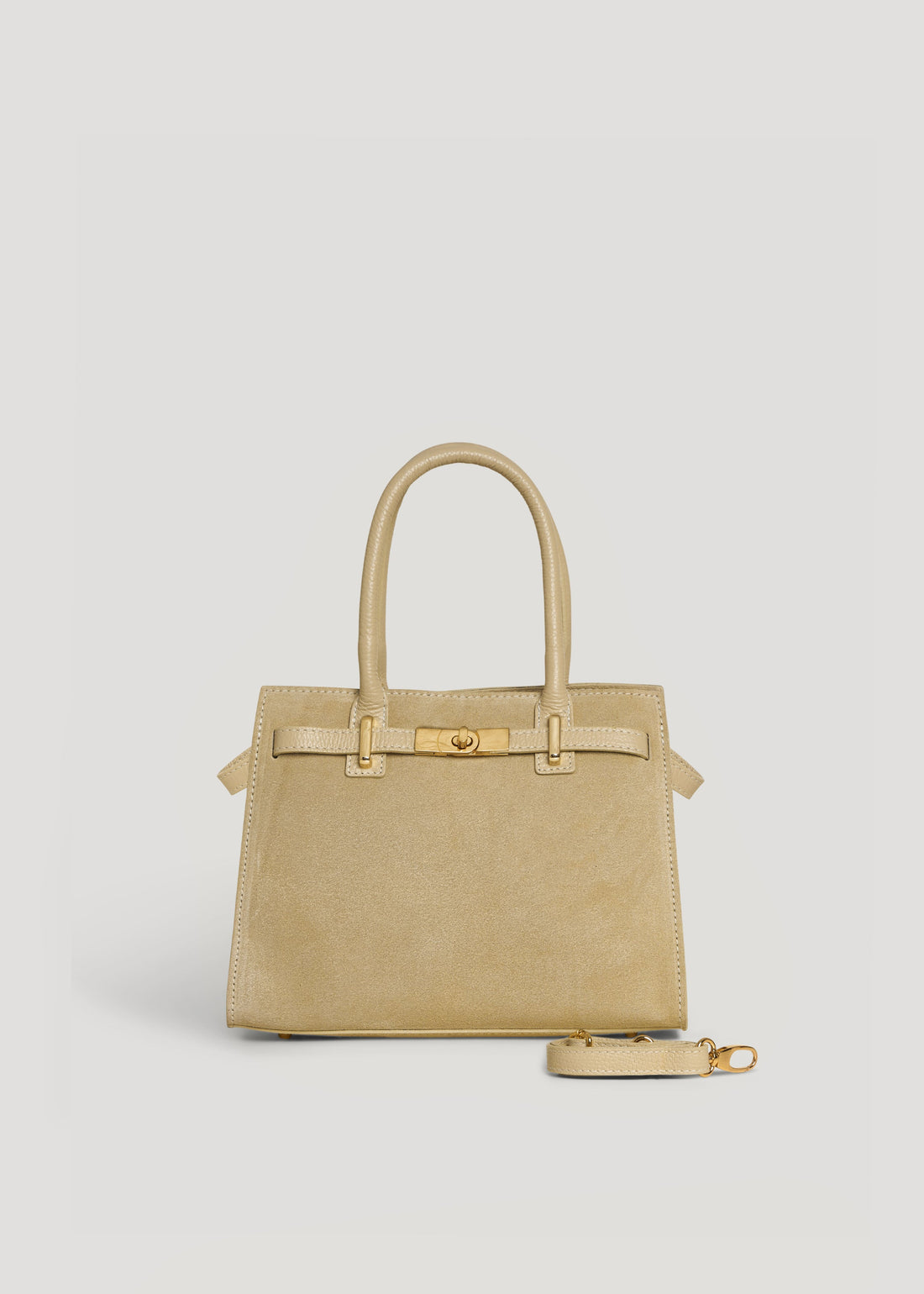 Grace Bag in Light Taupe Suede and Togo Leather
