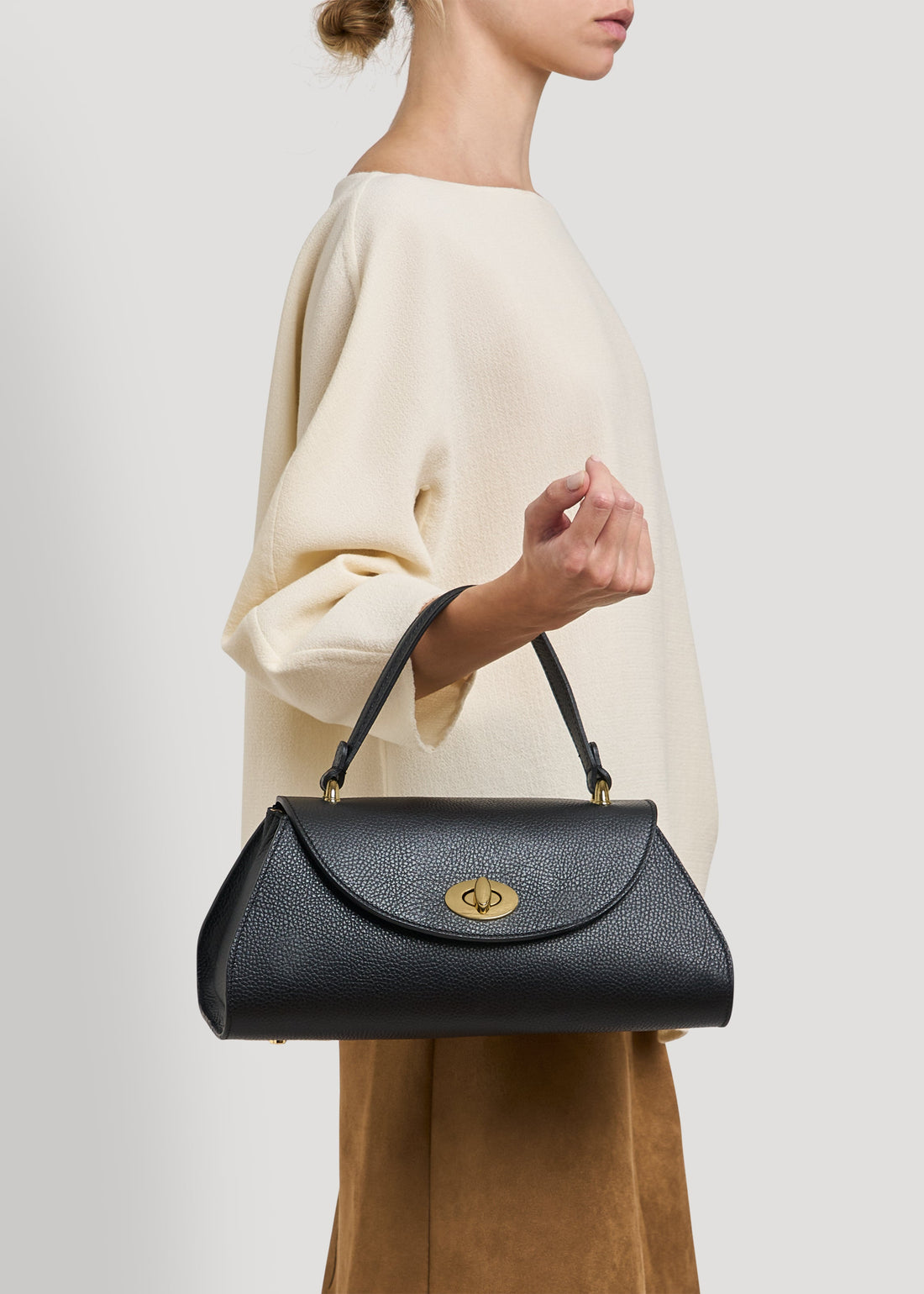 Florence Bag in Black Togo Leather