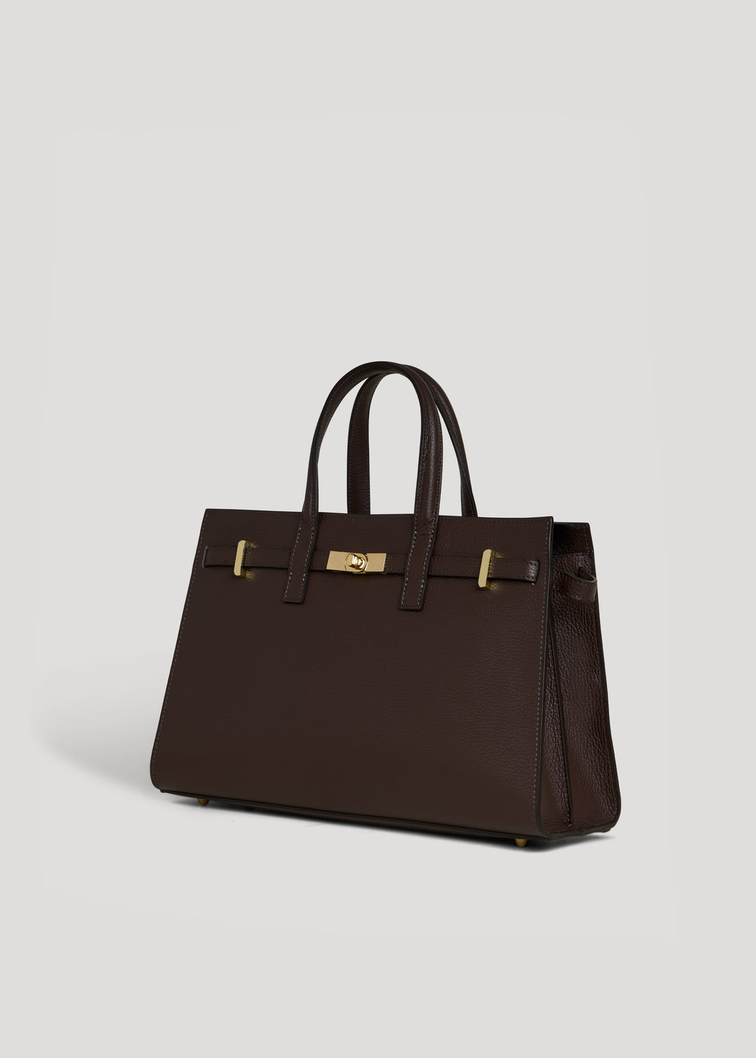 Sveva bag in Togo leather, dark brown