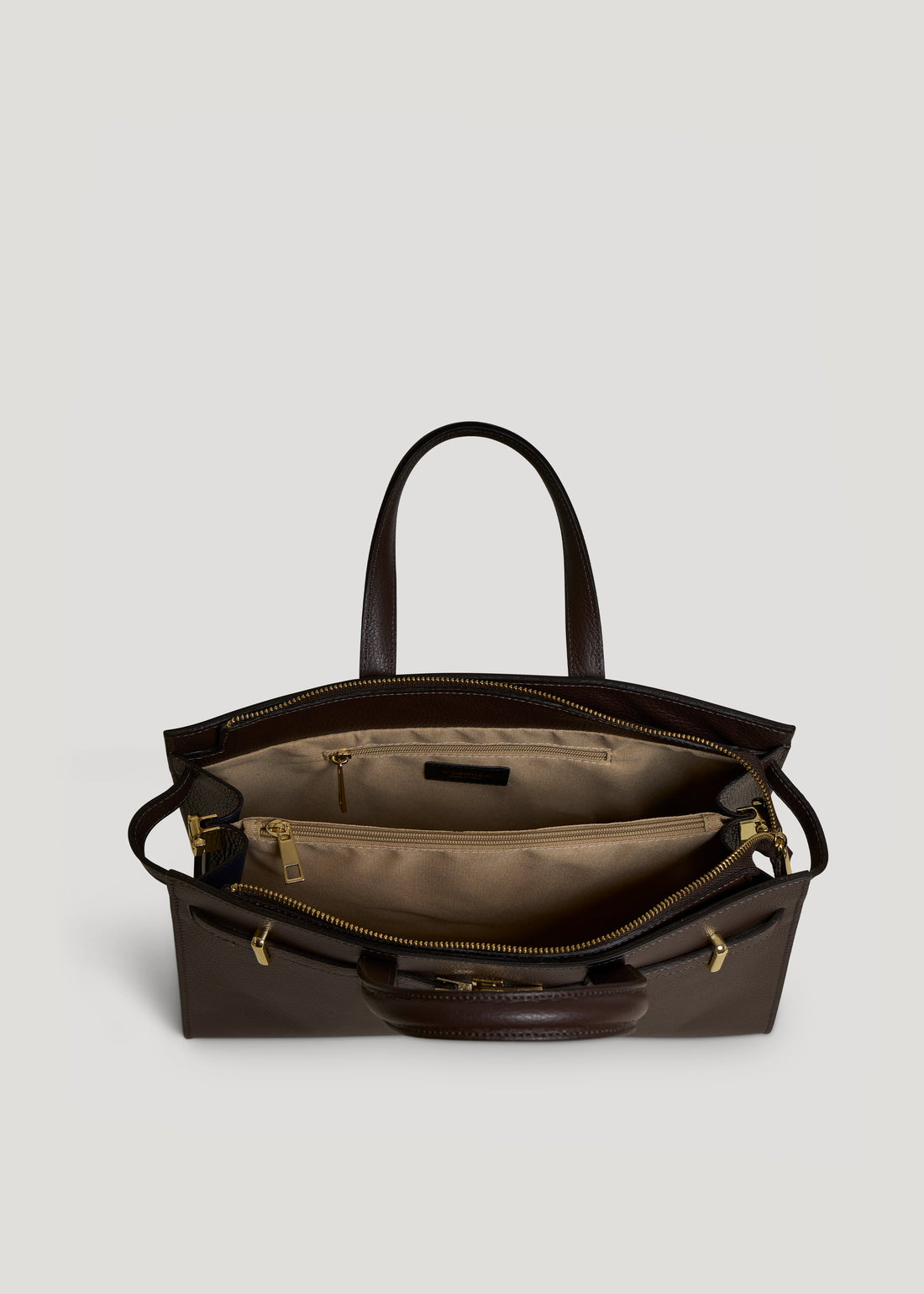Sveva bag in Togo leather, dark brown