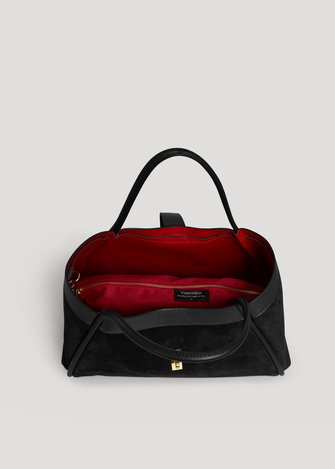 Mayfair Bag in Black Suede and Togo Leather