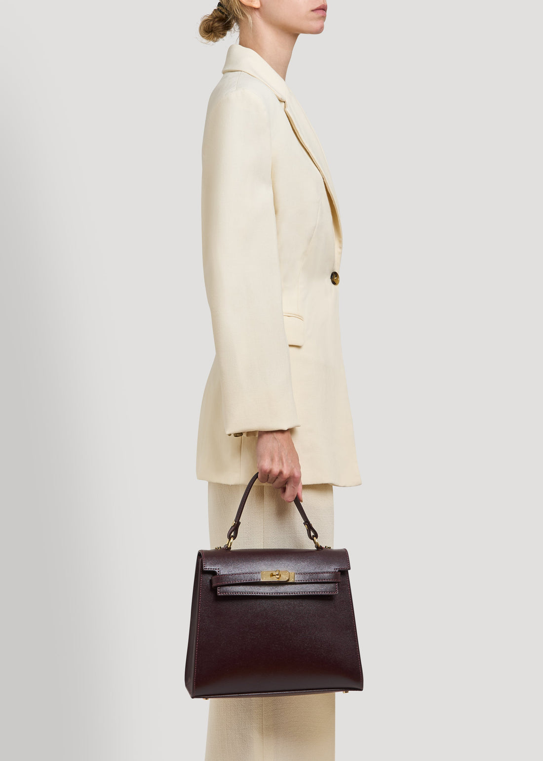 Zaira Bag in Bordeaux Saffiano Leather