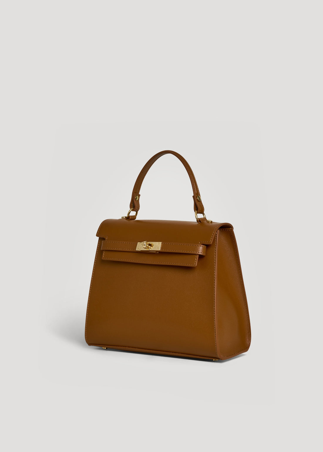 Zaira Bag in Genuine Saffiano Leather Light Brown
