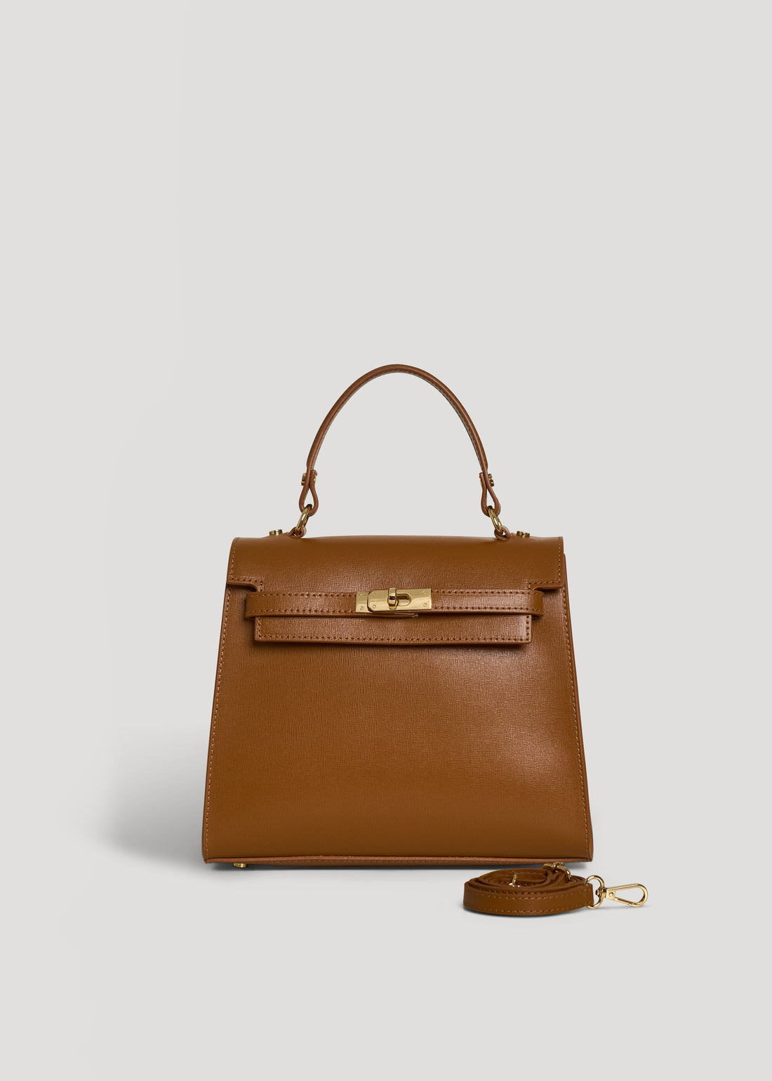 Zaira Bag in Genuine Saffiano Leather Light Brown