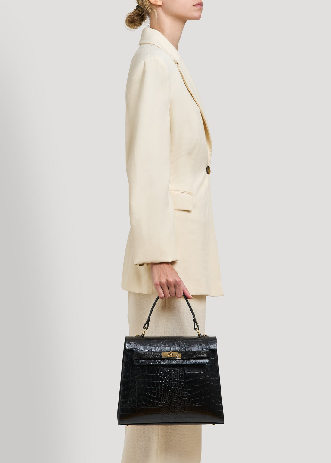 Zaira Bag in Genuine Black Saffiano Leather
