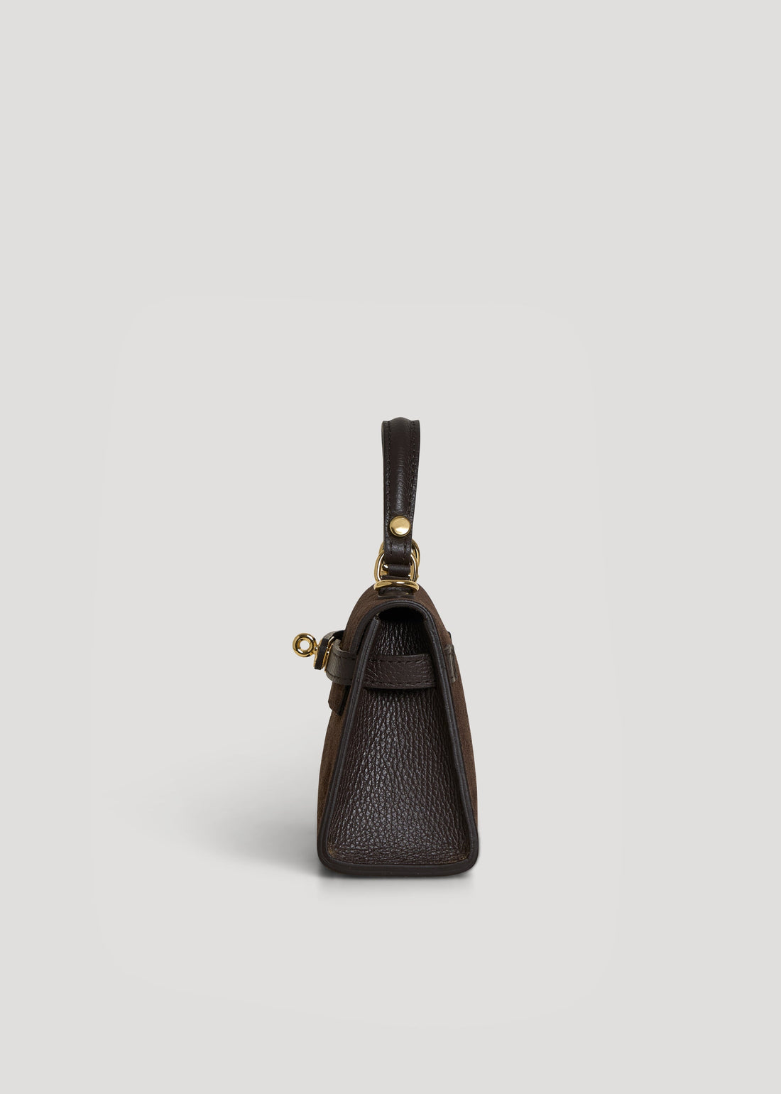 Victoria Bag in Dark Brown Suede and Dollar Leather