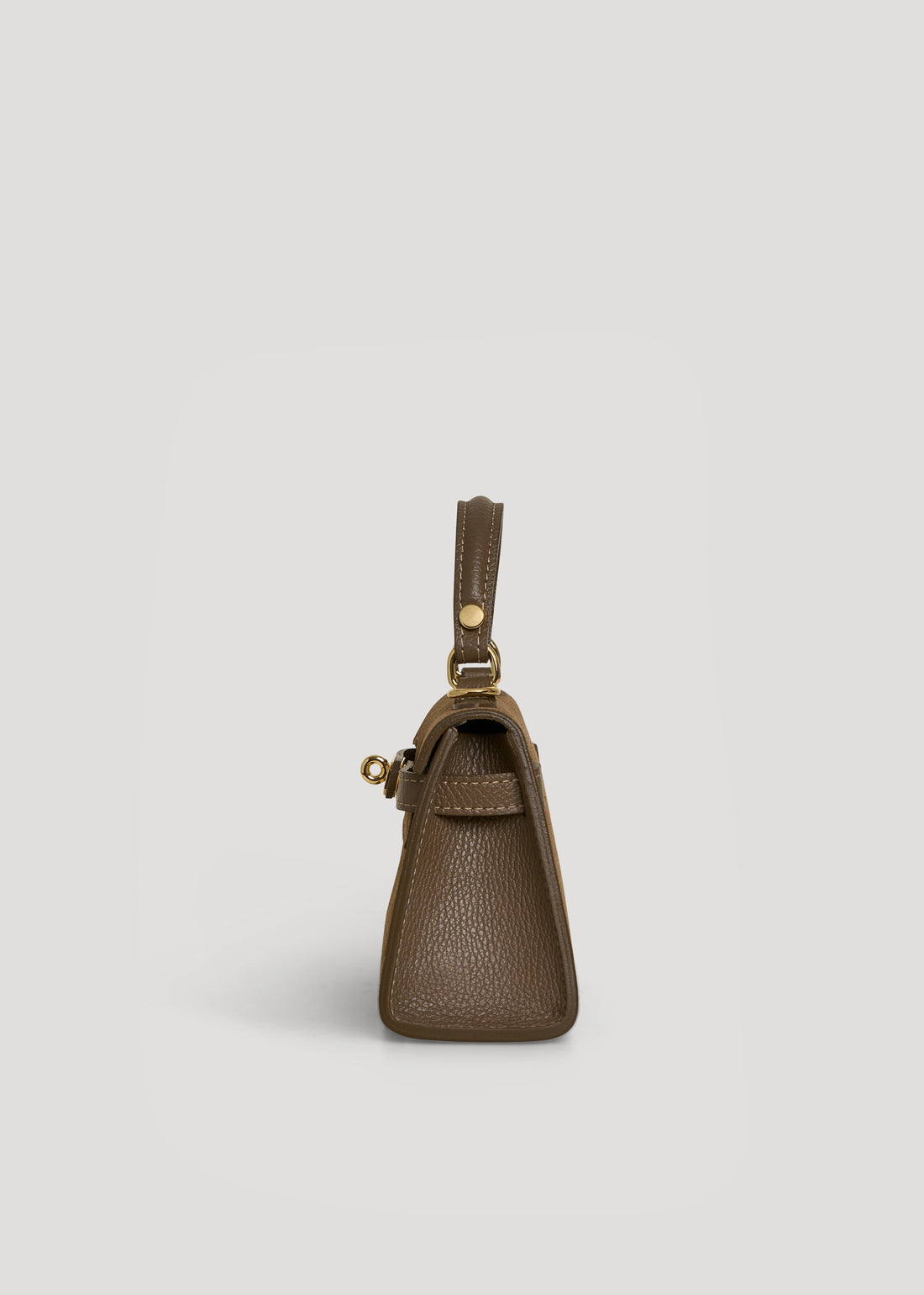 Victoria Bag in Taupe Suede and Dollar Leather