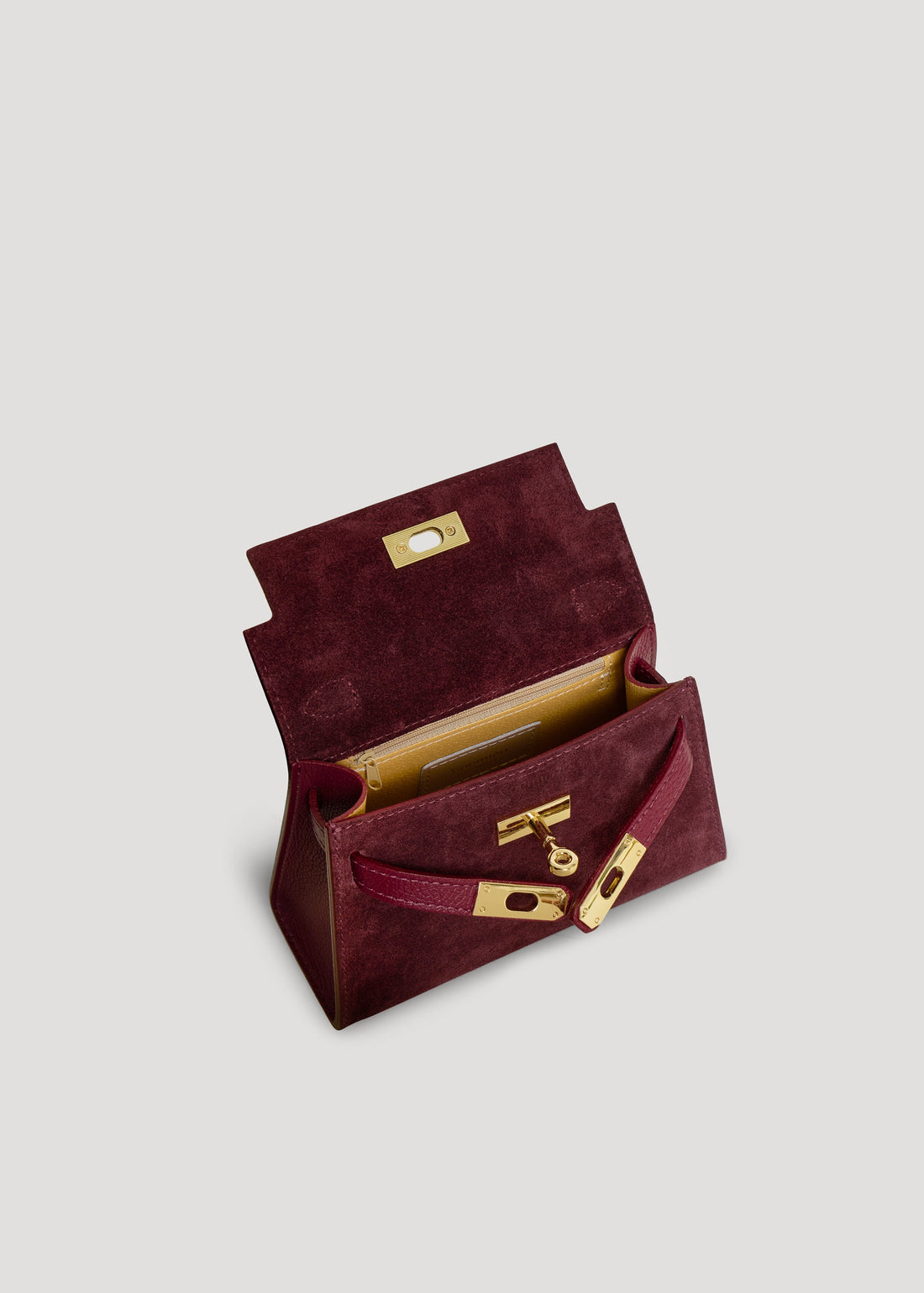Victoria Bag in Burgundy Suede and Dollar Leather