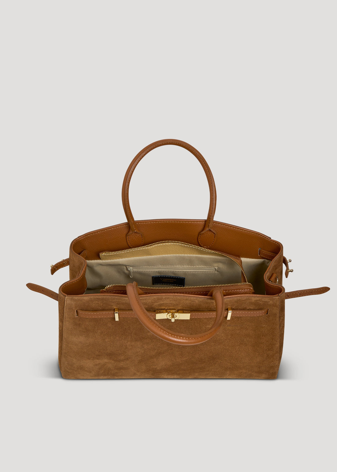 Driade Bag in Tan Suede and Dollar Leather