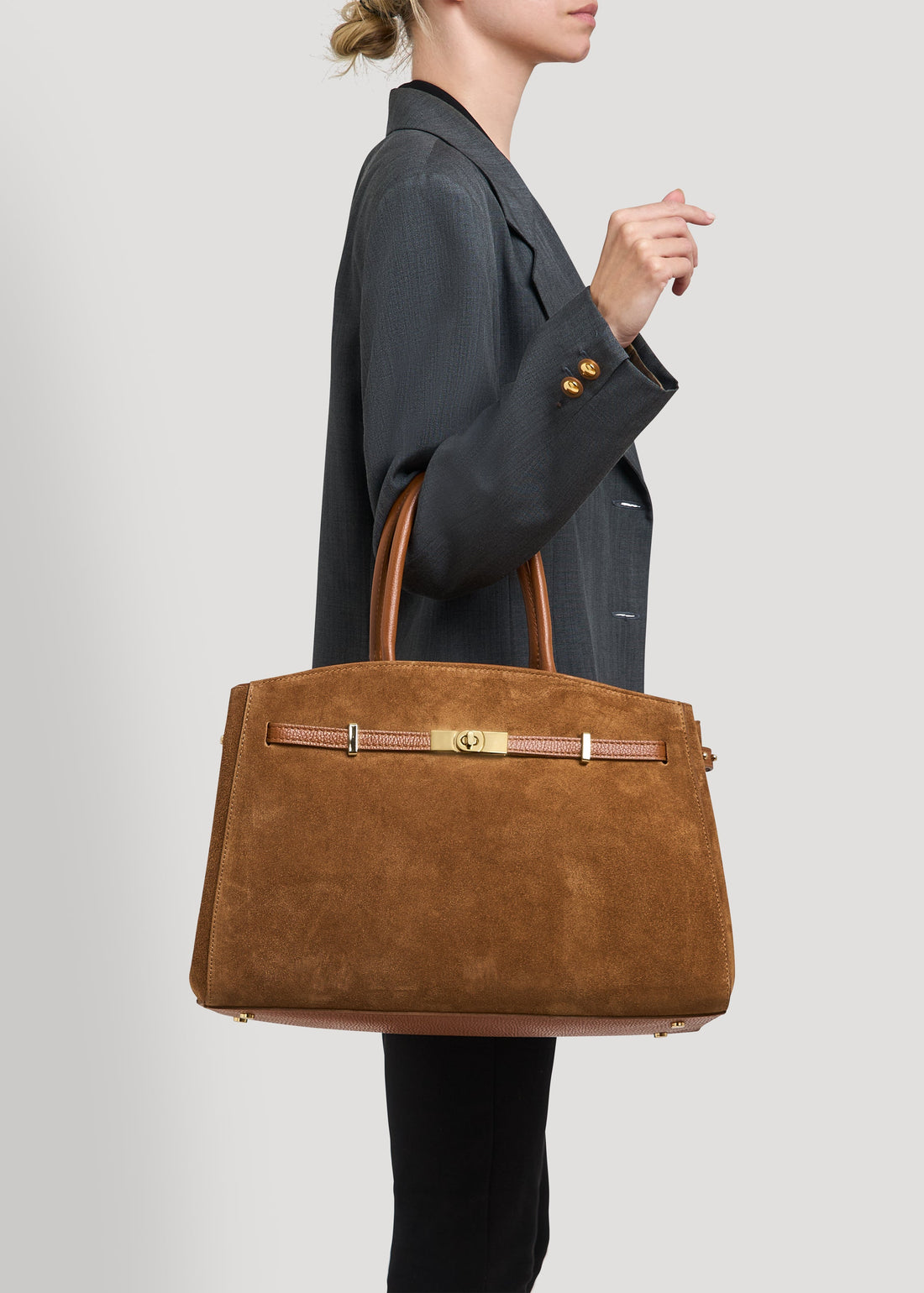 Driade Bag in Tan Suede and Dollar Leather