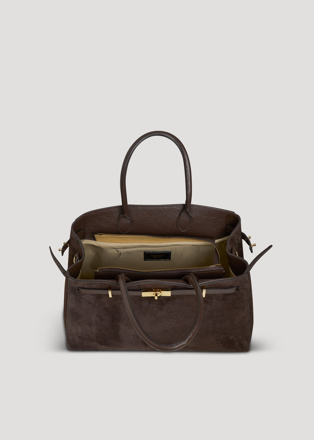 Driade Bag in Dark Brown Suede and Dollar Leather