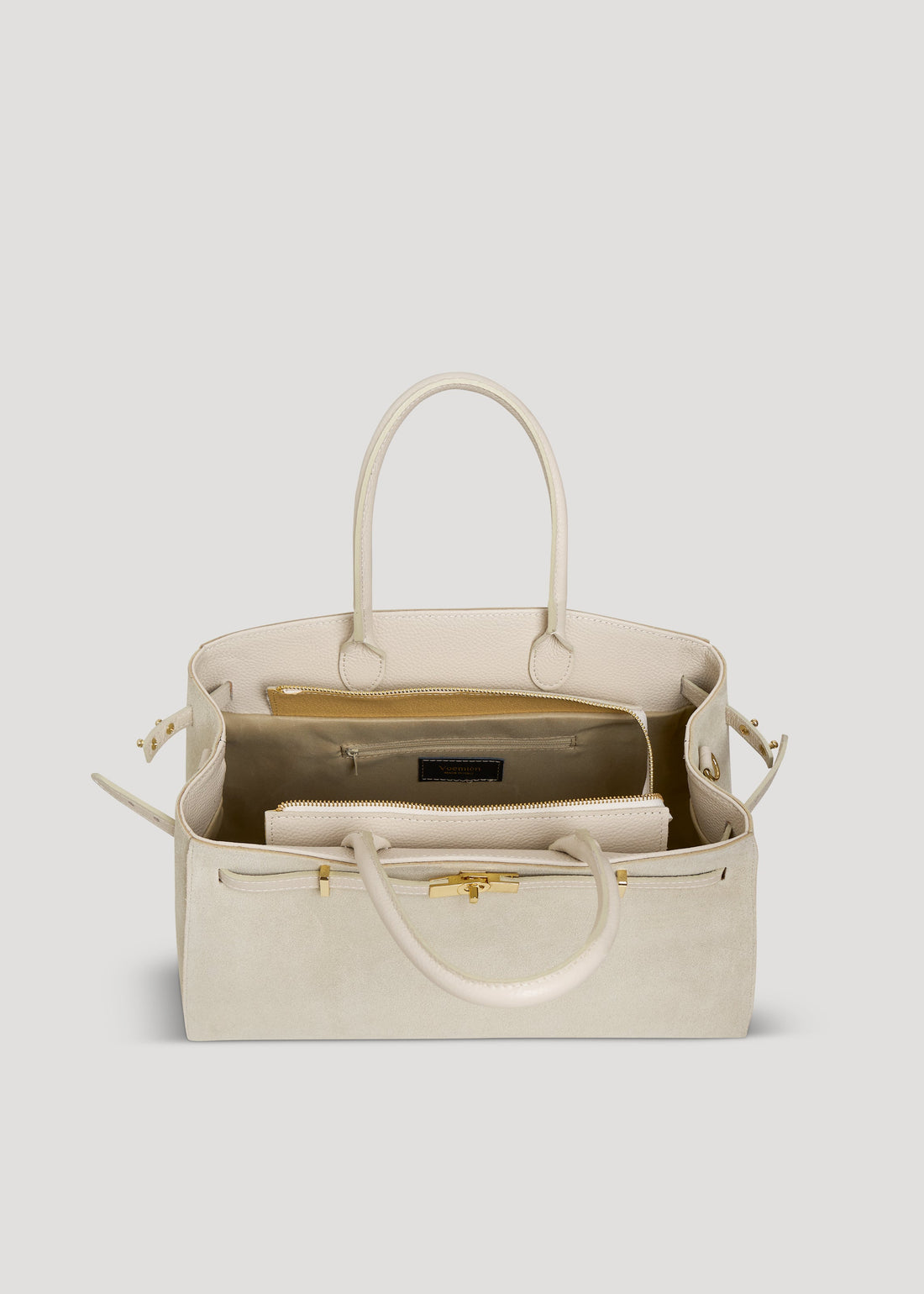 Driade Bag in Beige Suede and Dollar Leather