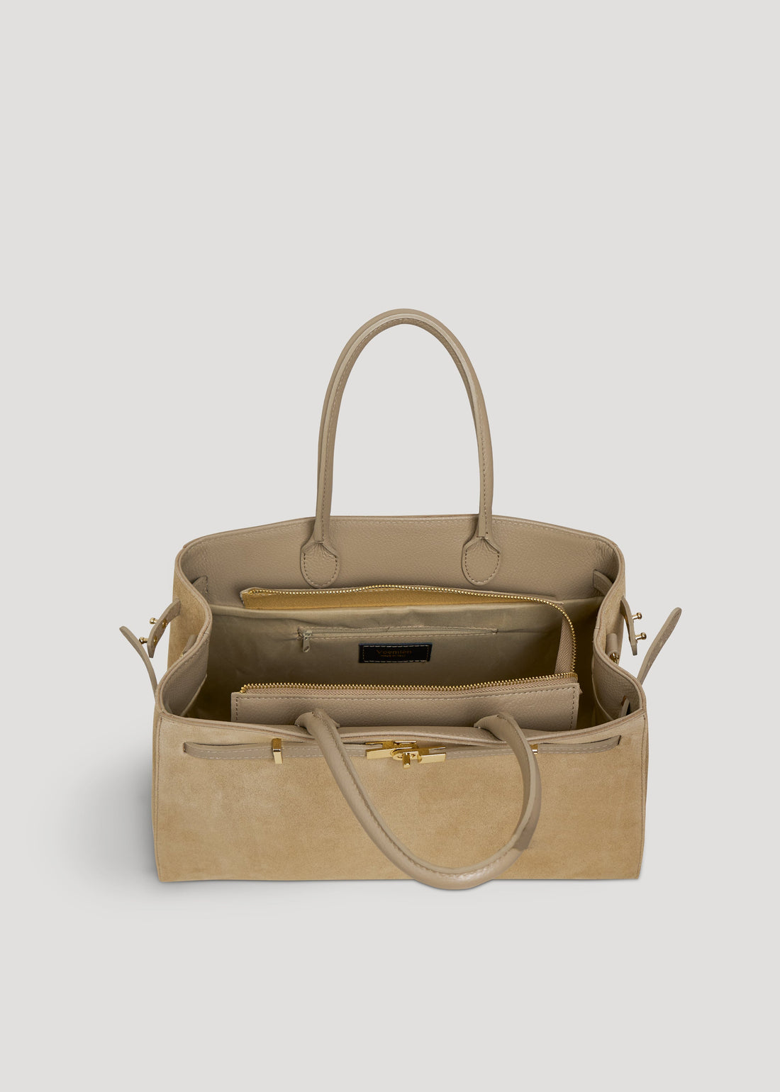 Driade Bag in Taupe Suede and Dollar Leather