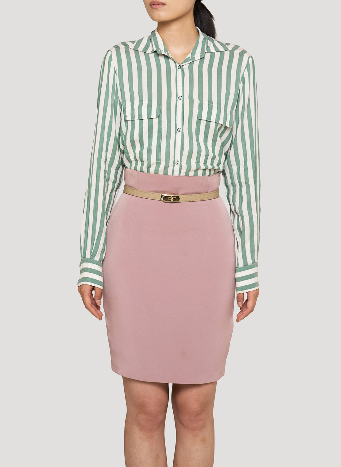 Baronne in Sand Leather Belt