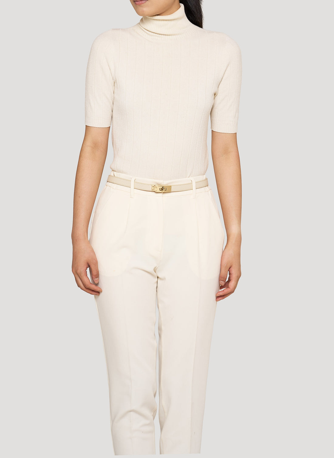 Baronne in Beige Leather Belt