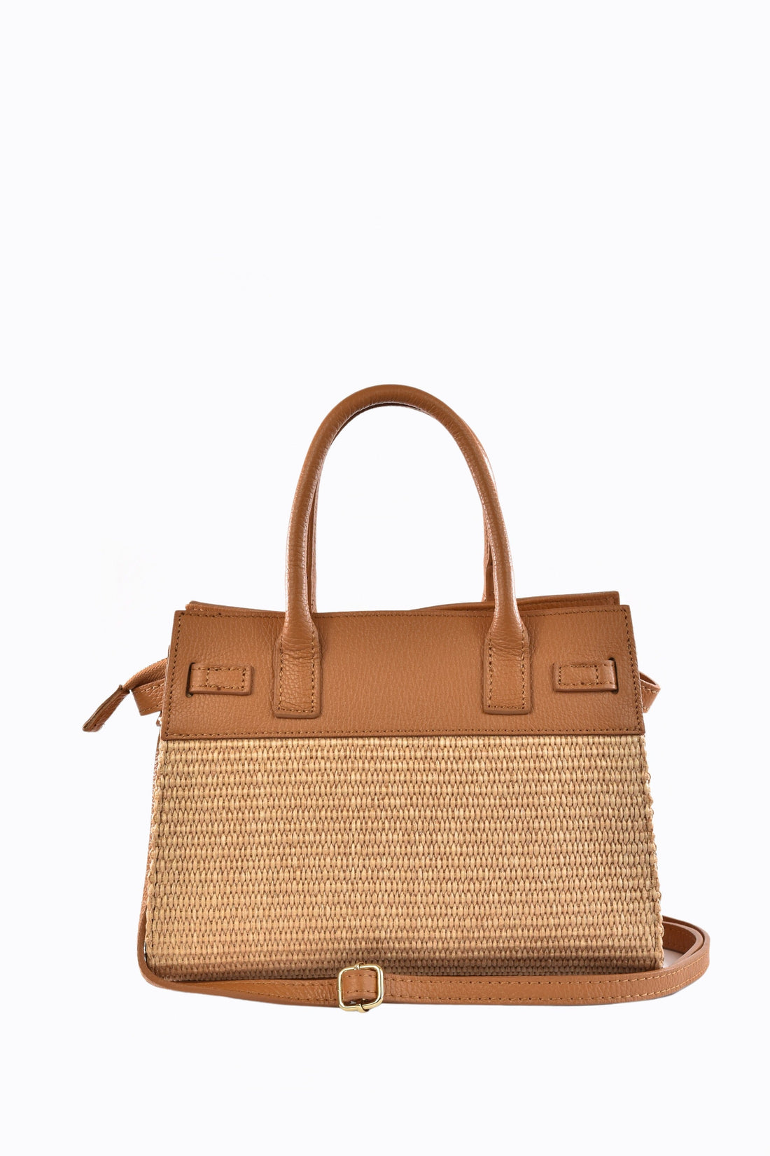 Grace Bag in Tan Leather and Raphia