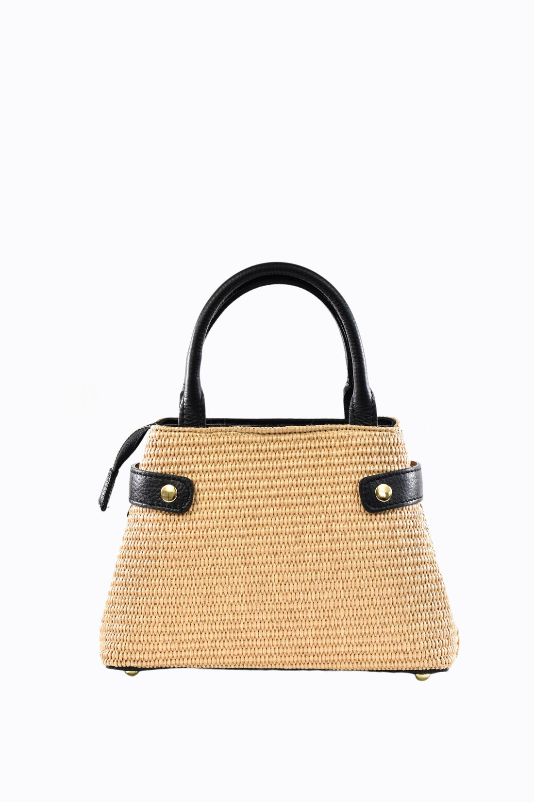 Elysia Bag in Black Leather and Raphia