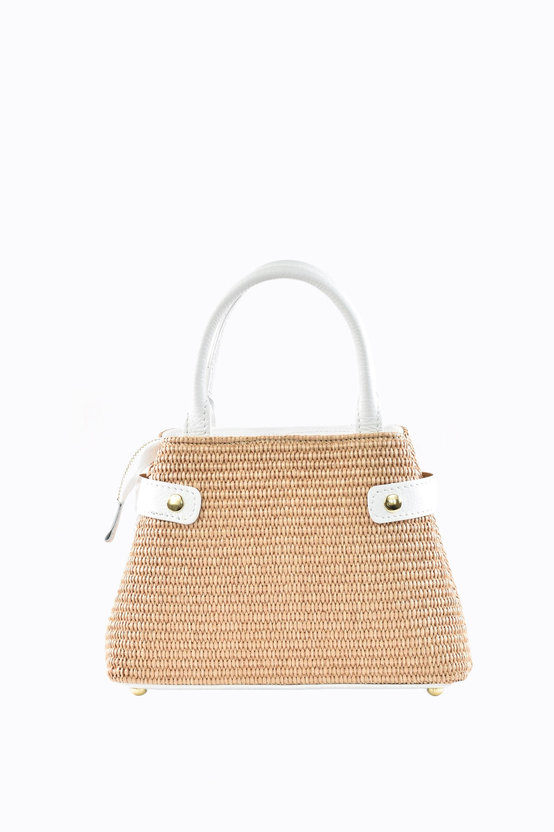Elysia Bag in White Leather and Raphia