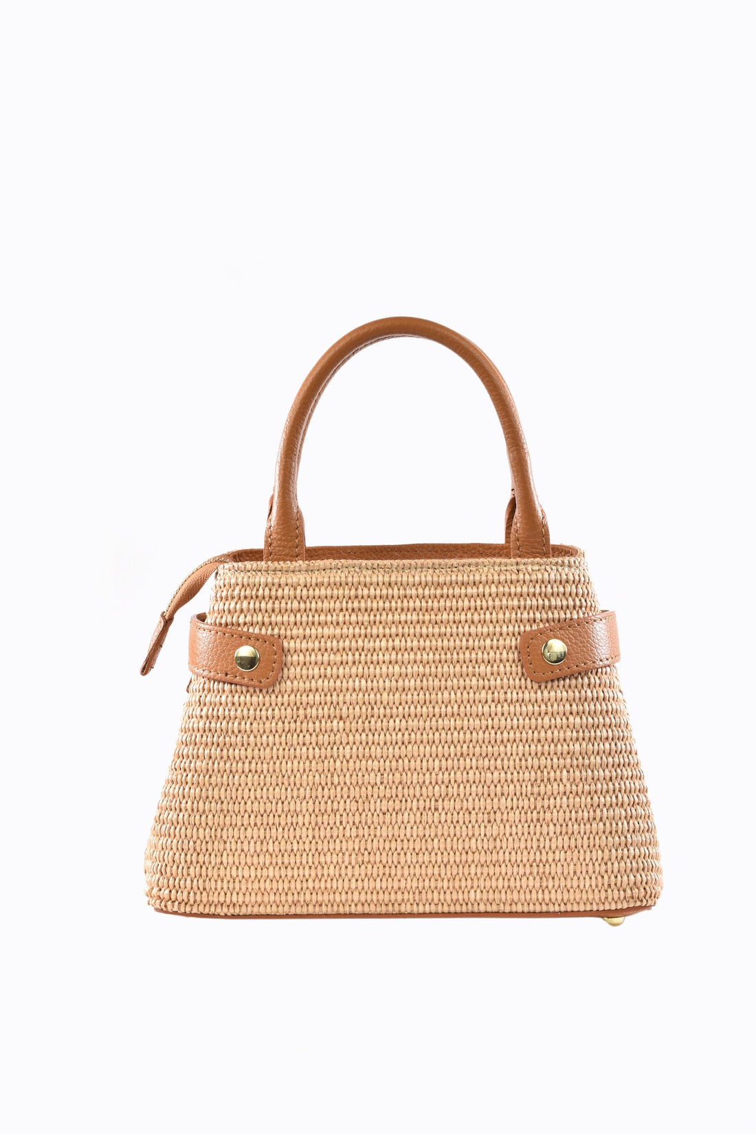 Elysia Bag in Tan Leather and Raphia