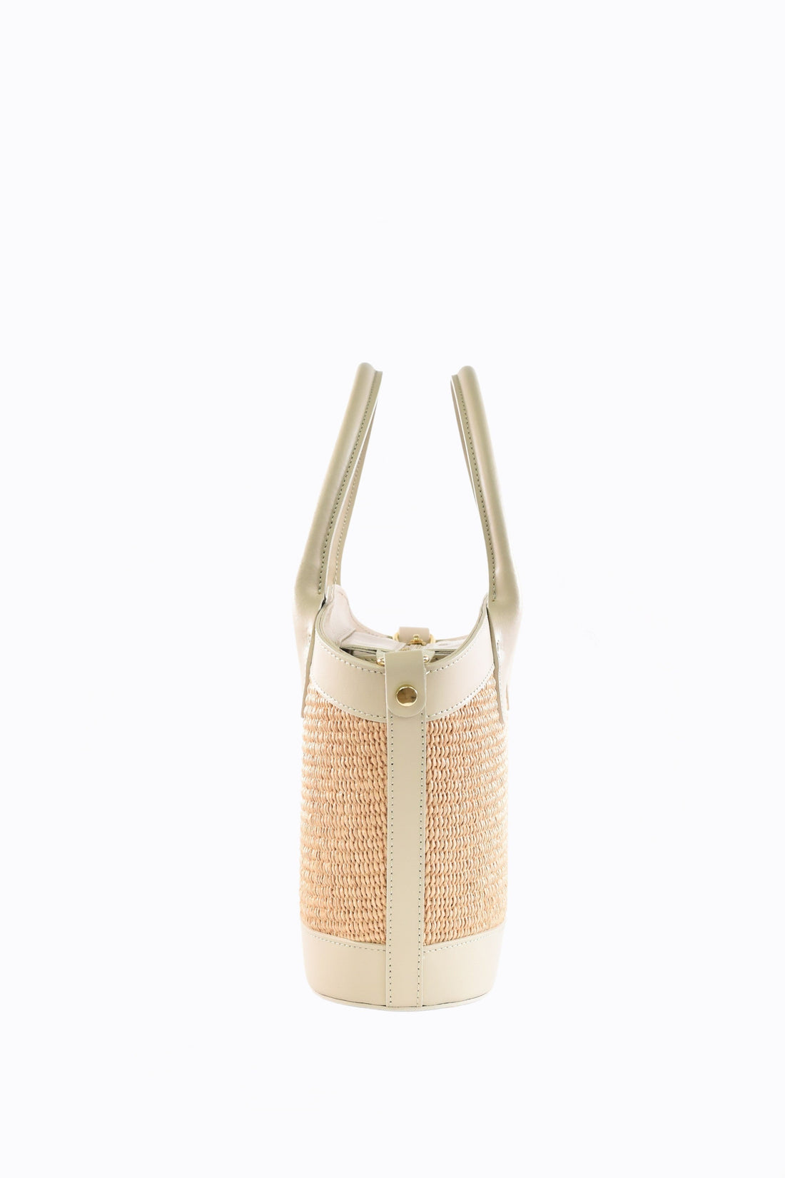 Marise Bag in Beige Brushed Leather and Raphia