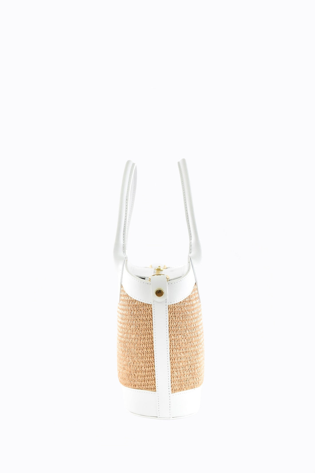 Marise Bag in White Brushed Leather and Raphia
