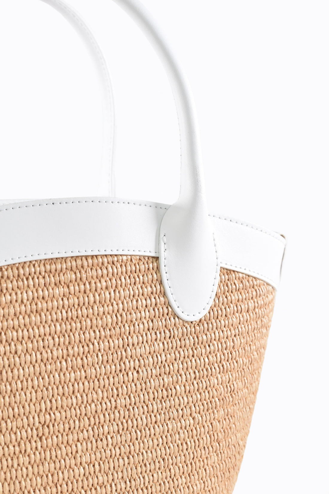 Marise Bag in White Brushed Leather and Raphia