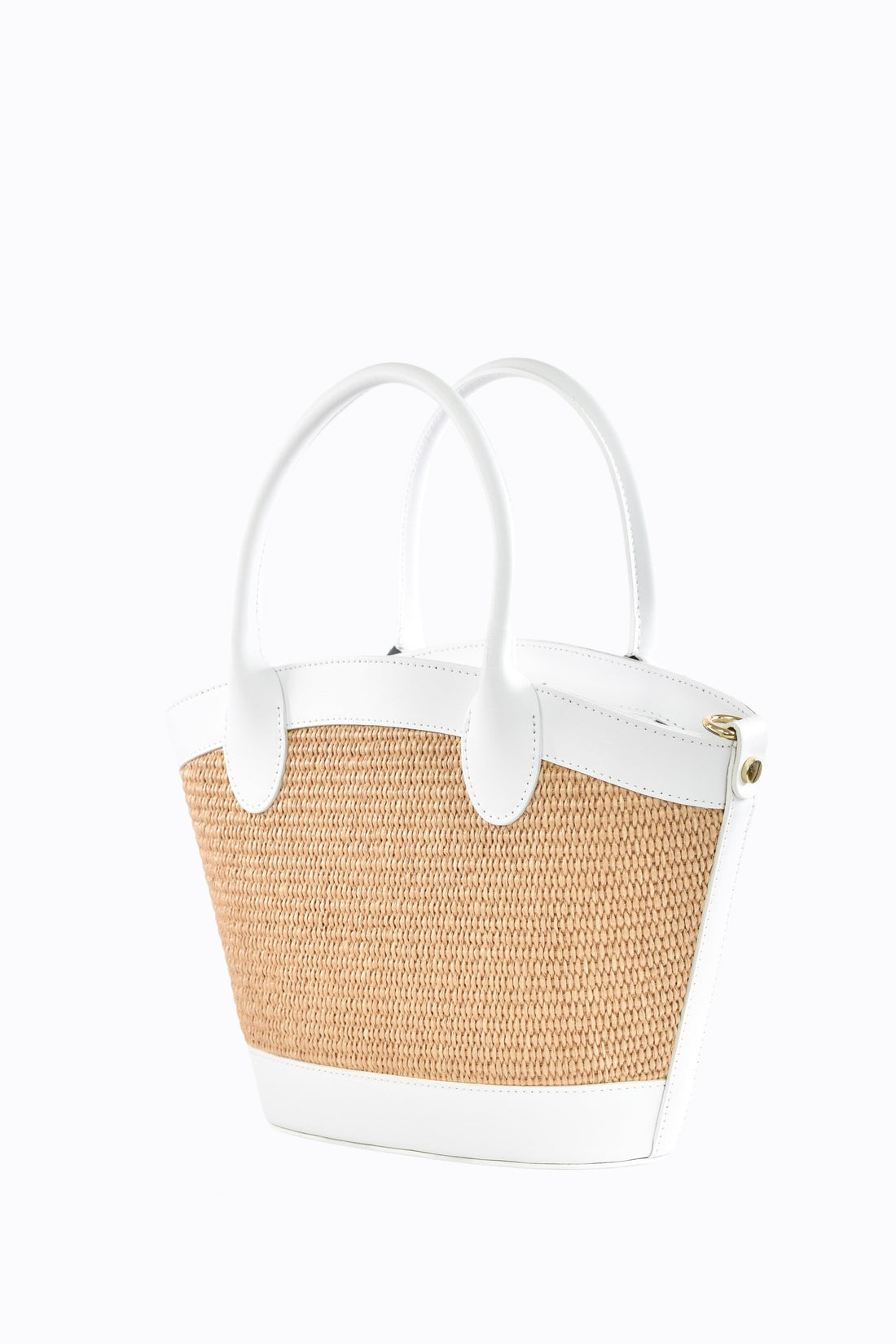 Marise Bag in White Brushed Leather and Raphia