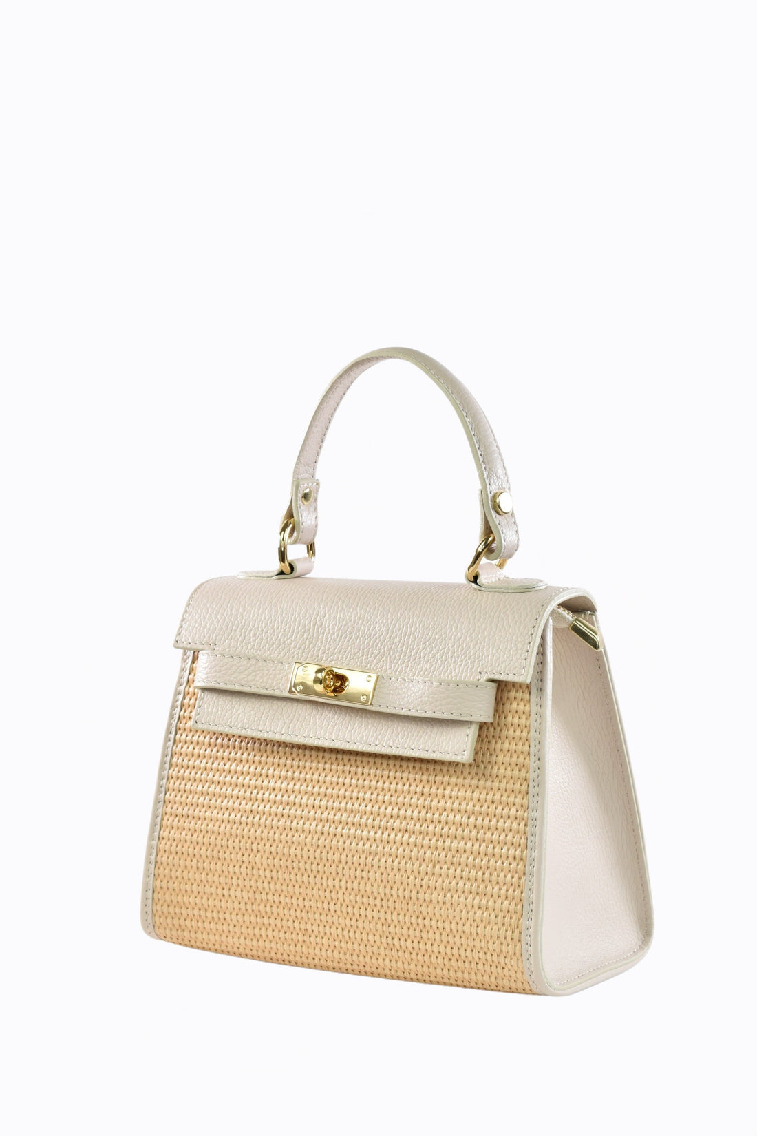 Borsa Freydis in pelle Dollaro e Rafia Beige