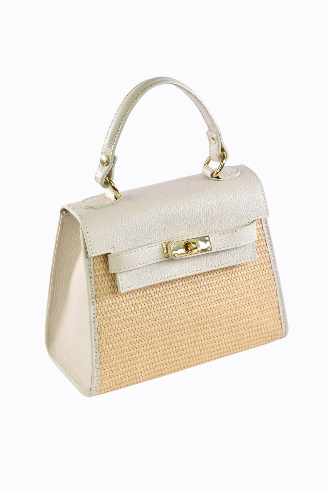 Borsa Freydis in pelle Dollaro e Rafia Beige