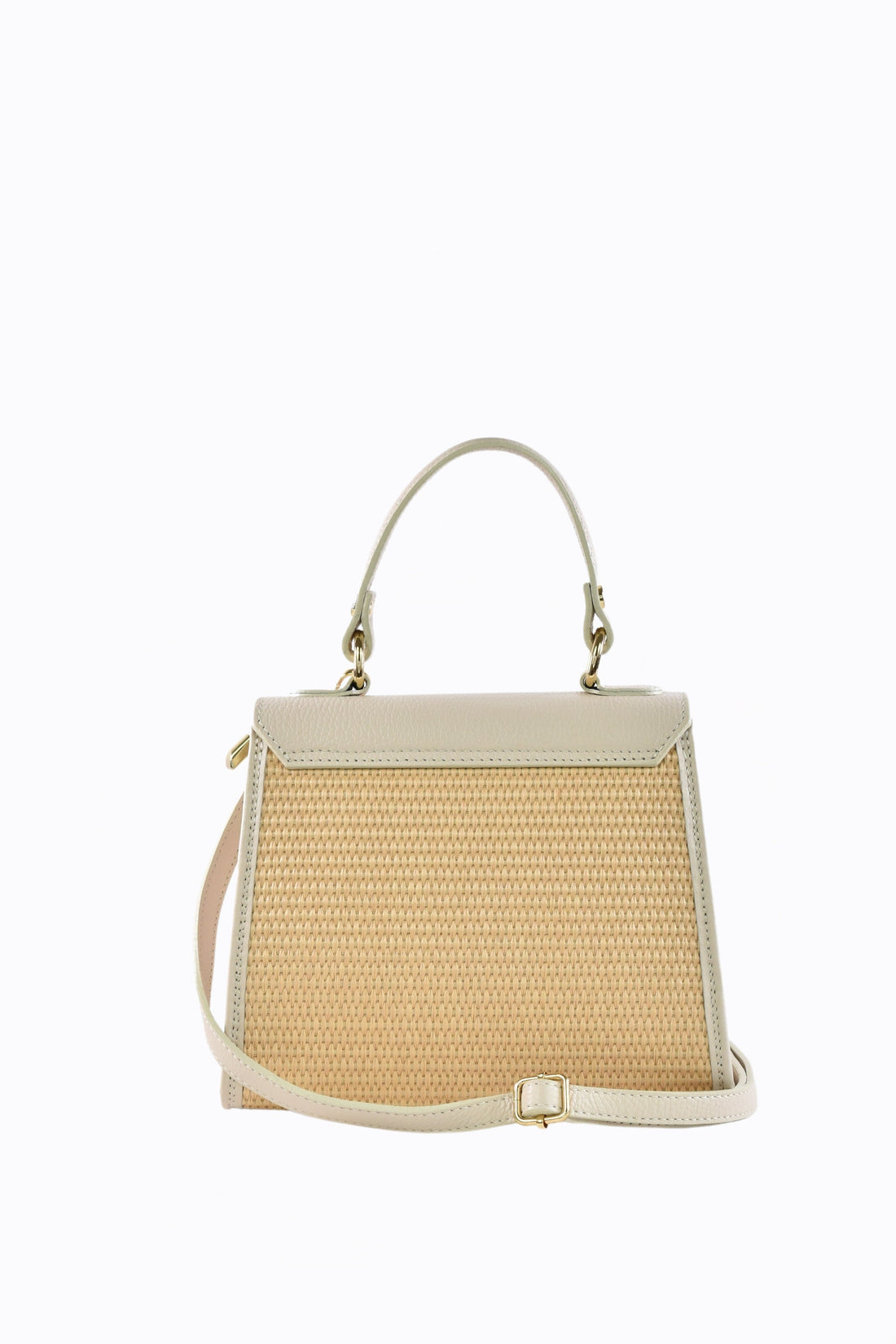Borsa Freydis in pelle Dollaro e Rafia Beige