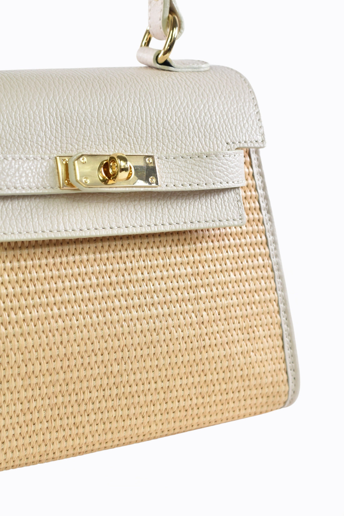 Borsa Freydis in pelle Dollaro e Rafia Beige