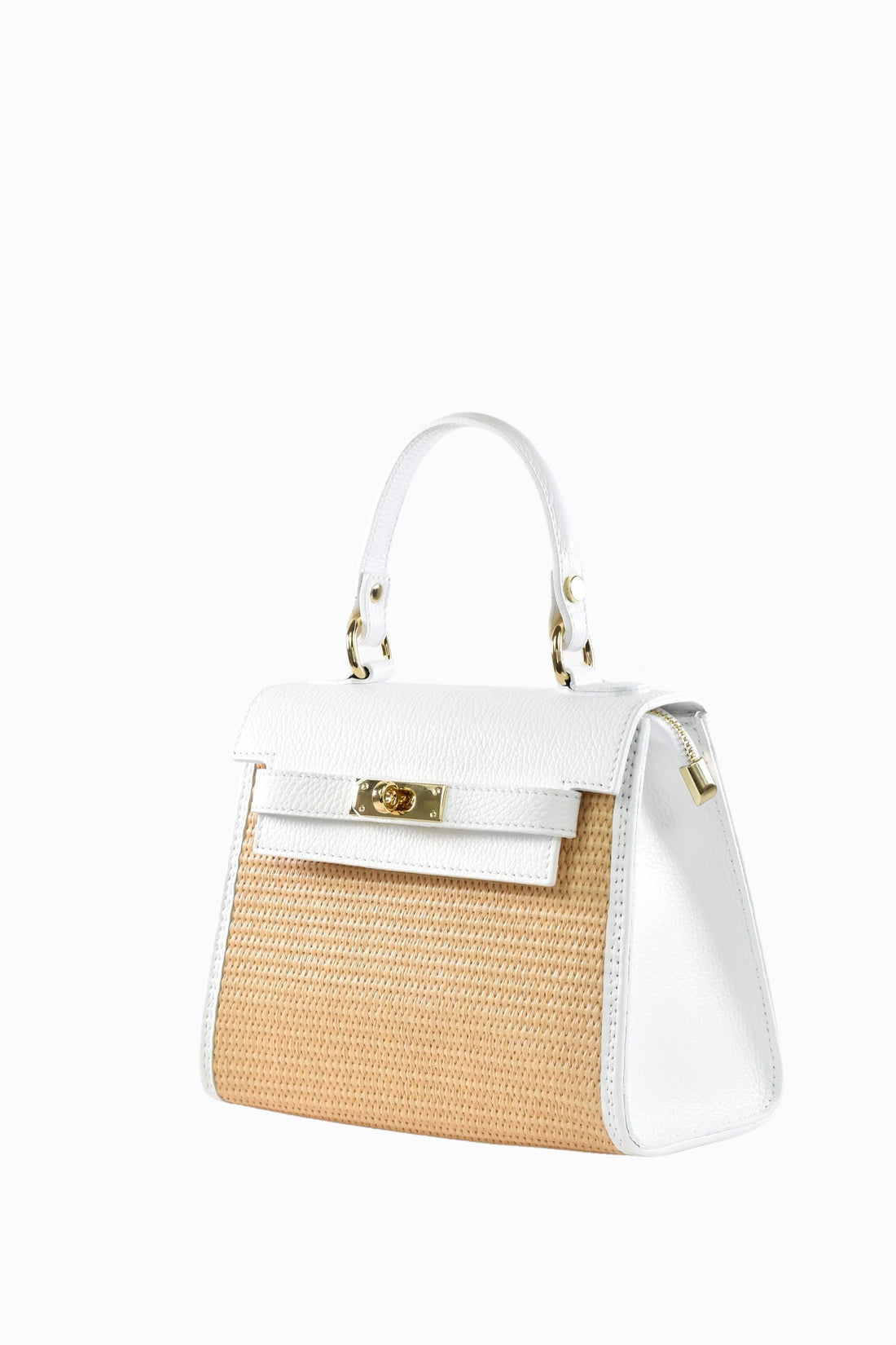 Borsa Freydis in pelle Dollaro e Rafia Bianca