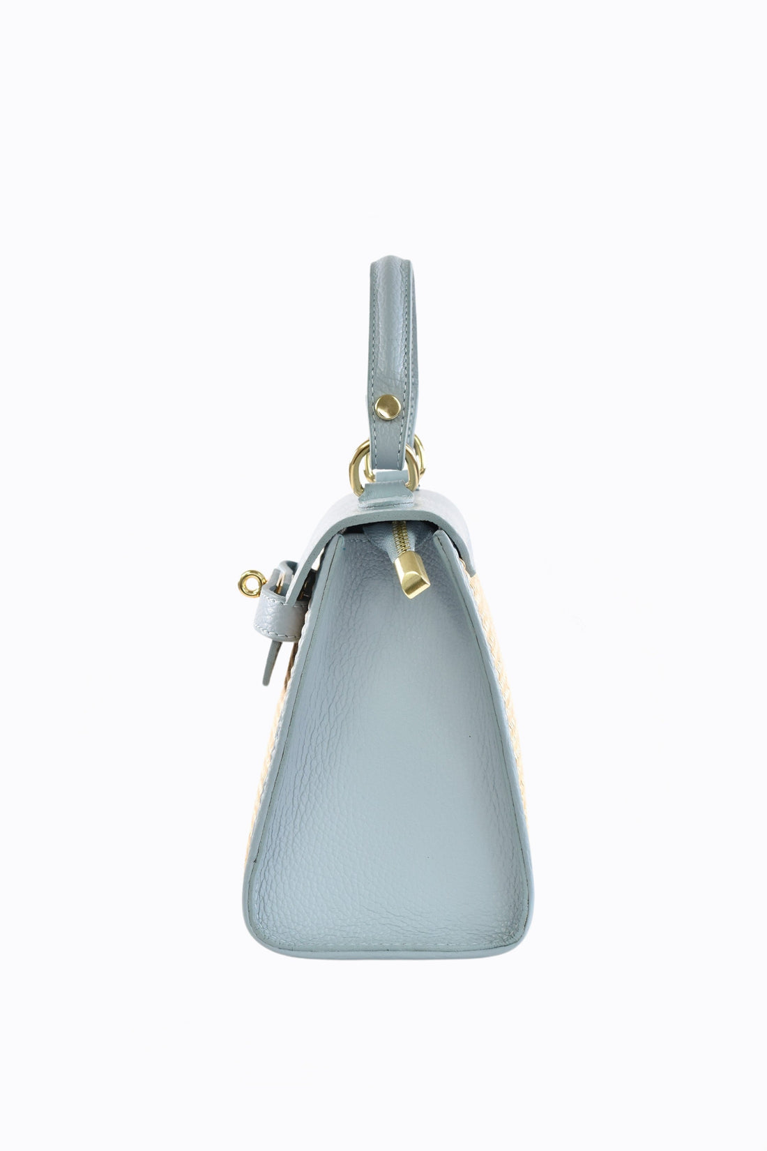Borsa Freydis in pelle Dollaro e Rafia di Vienna Celeste
