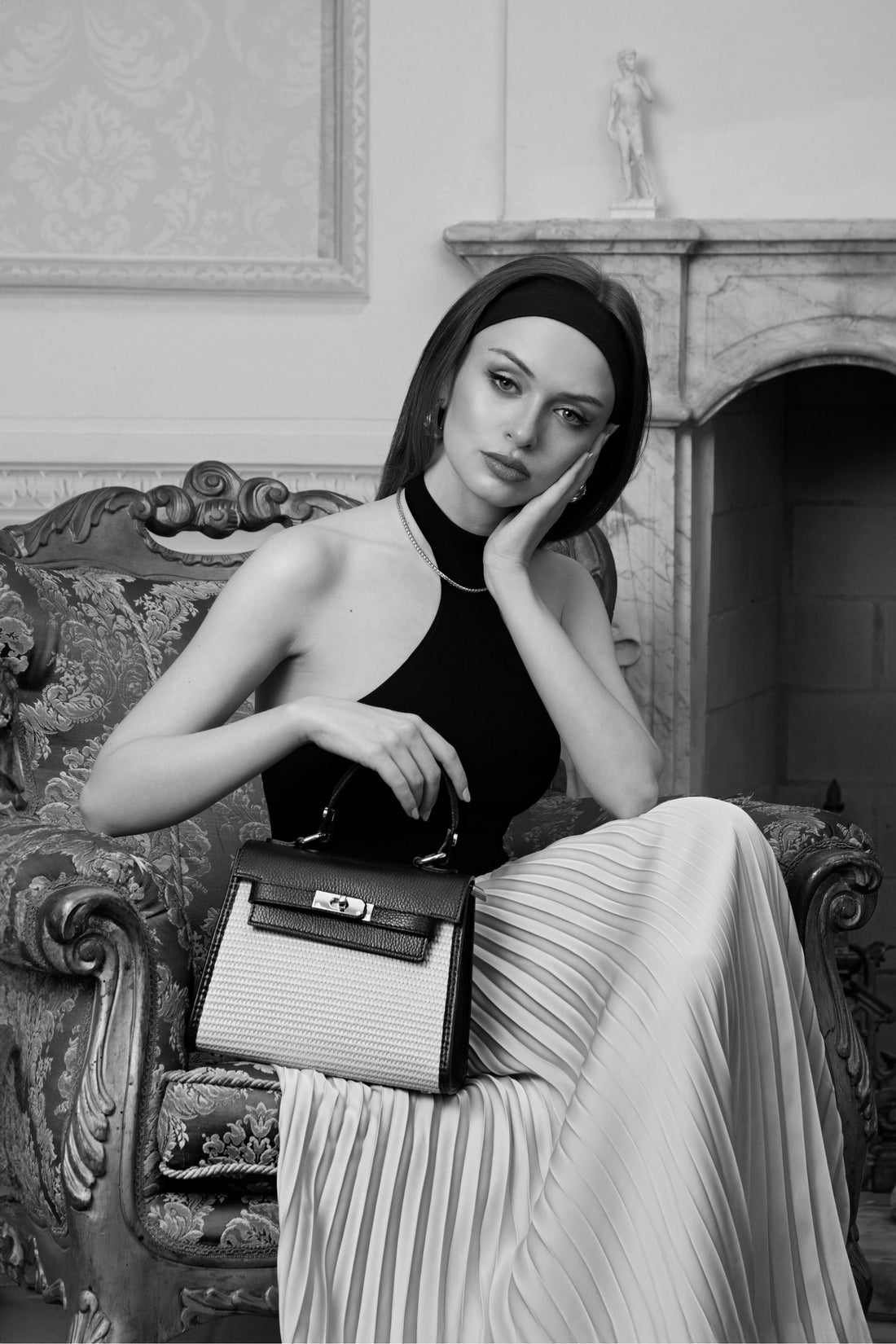 Borsa Freydis in pelle Dollaro e Rafia Beige