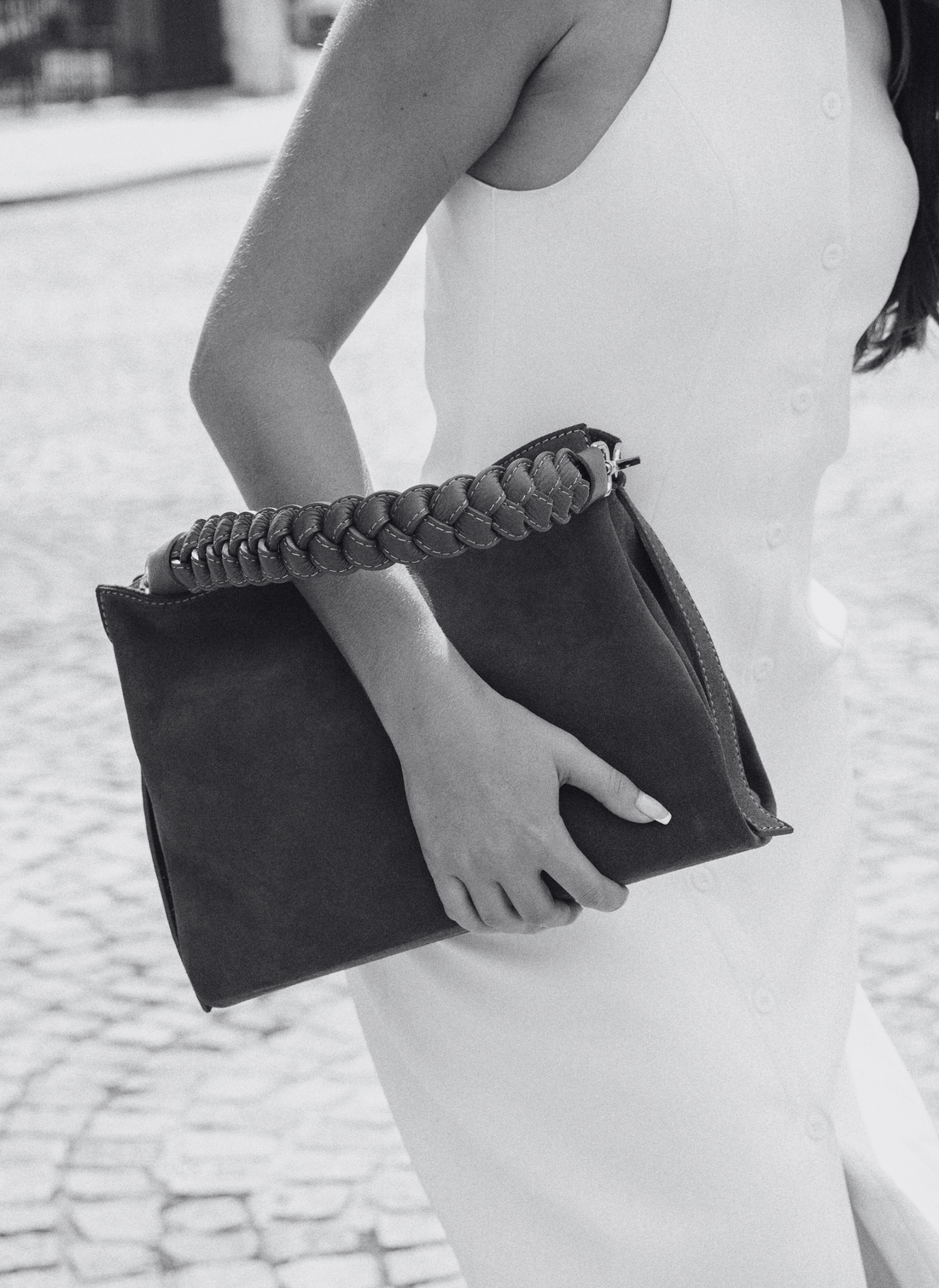 Braid Bag in Navy Blue Suede and Dollar Leather
