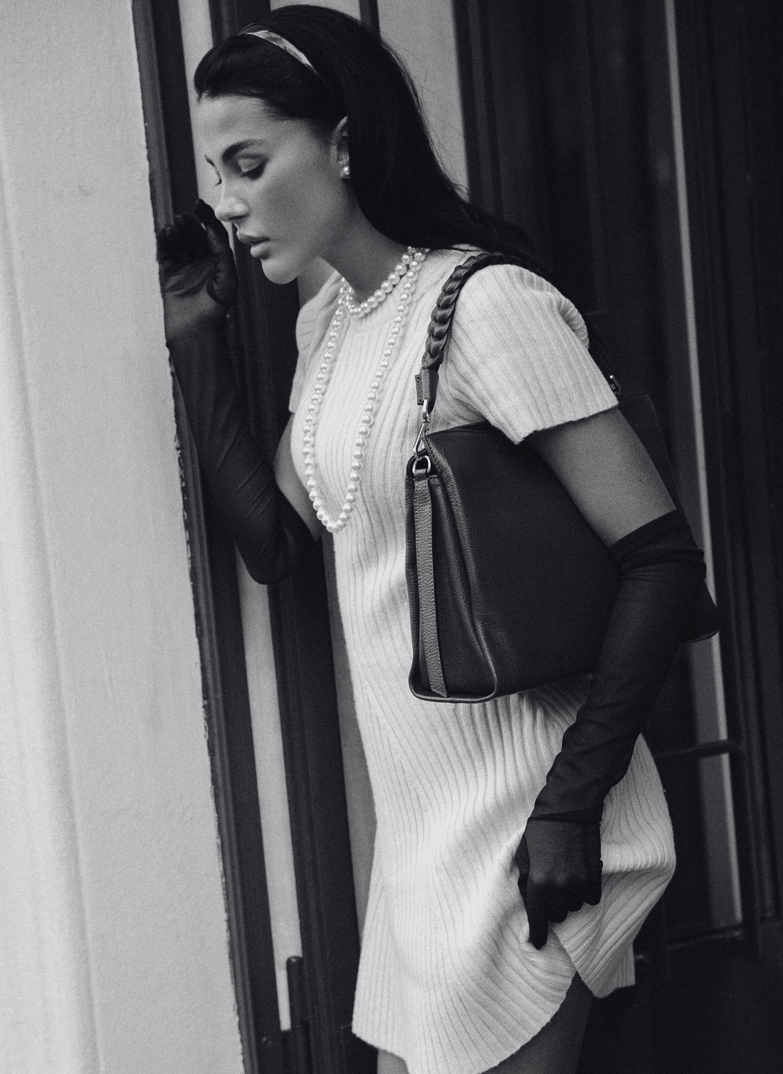 Beige Dollaro Leather Braid Bag