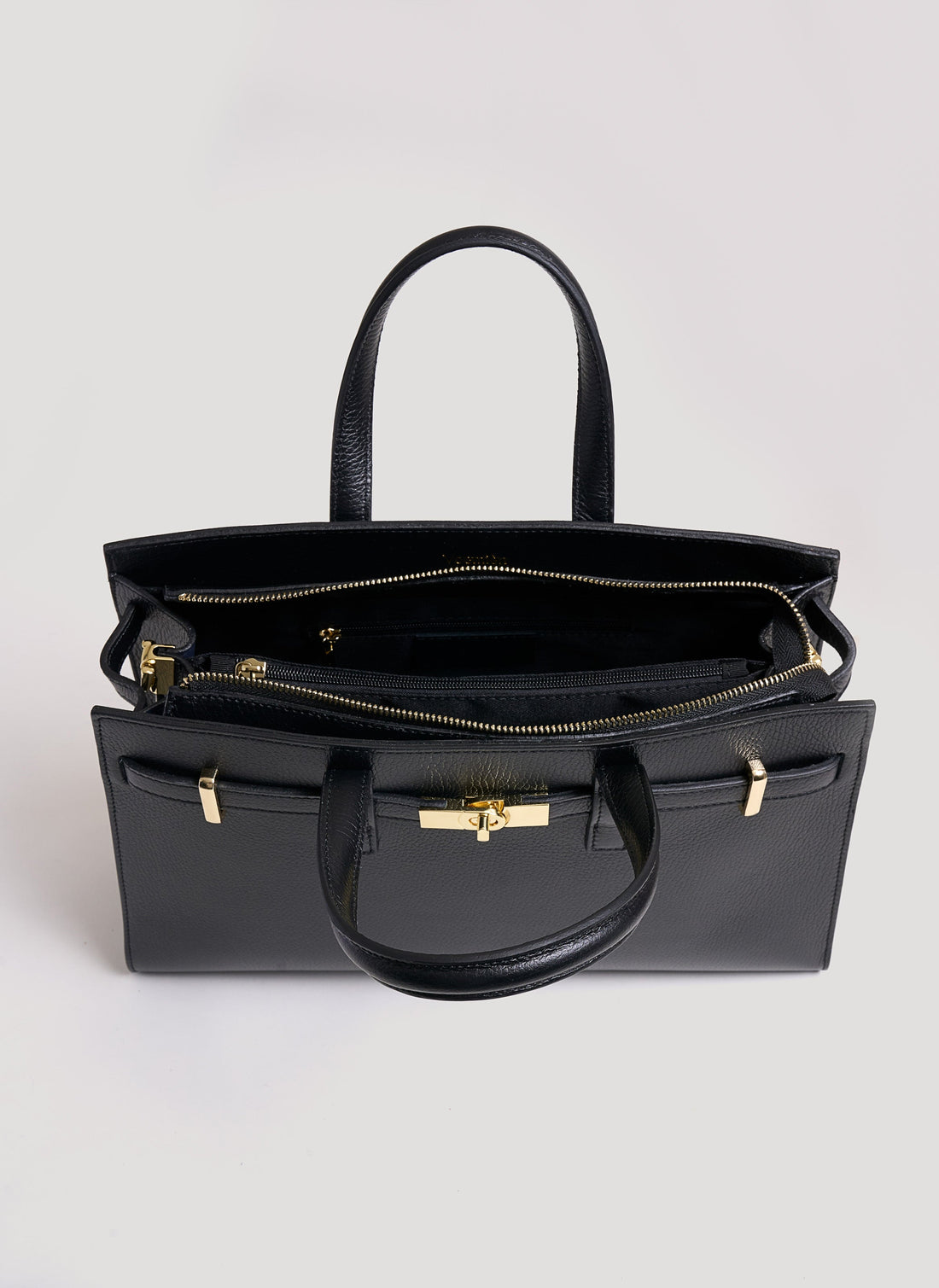 Borsa Sveva in pelle Togo Nera - Voemièn