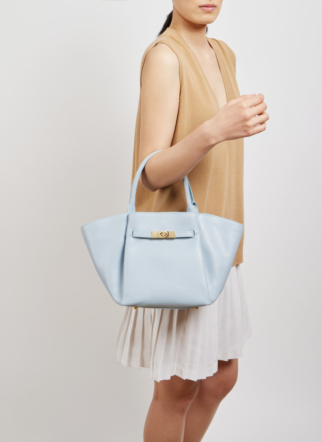 Charlène Bag in Togo Leather Light Blue
