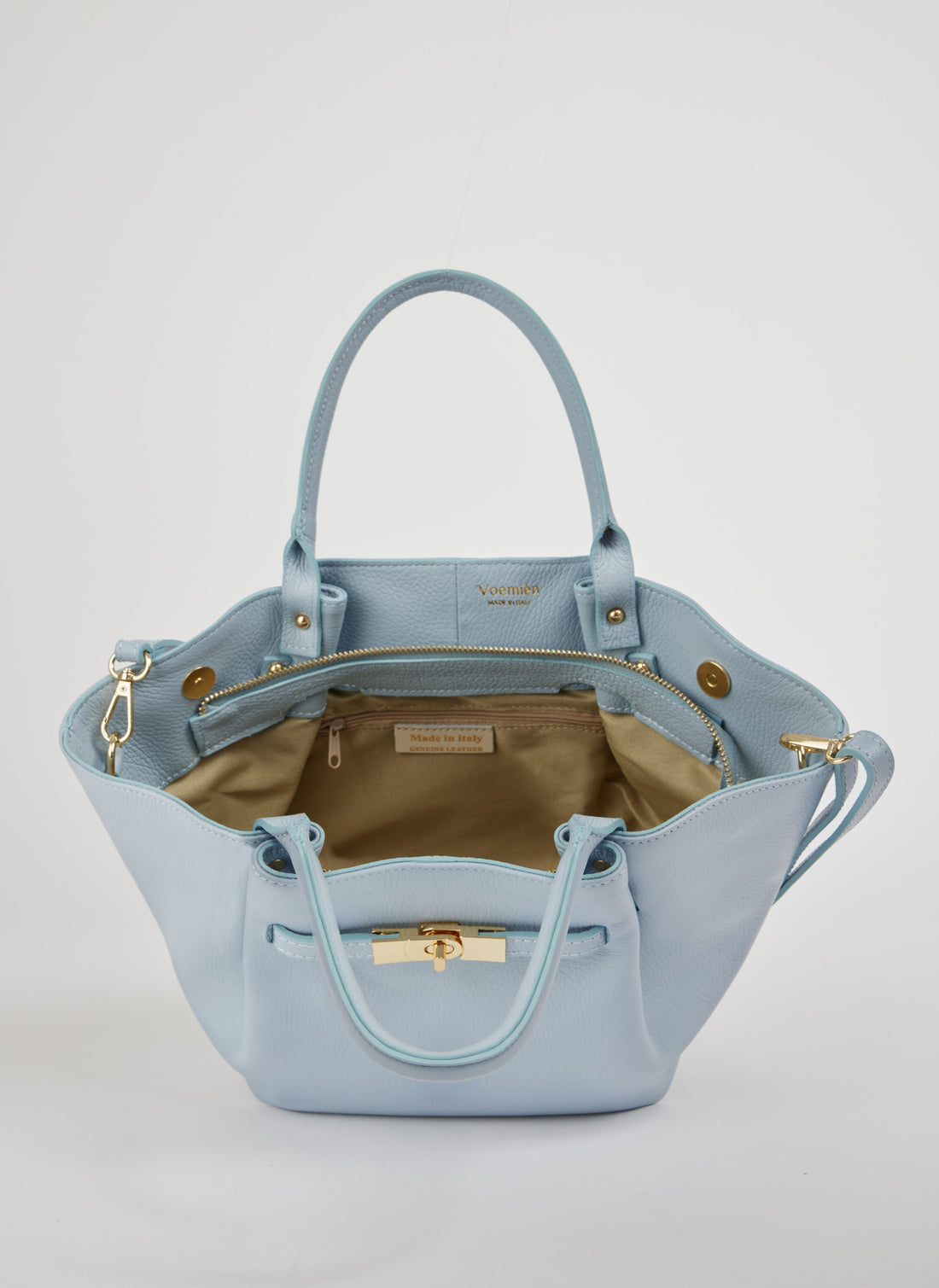 Charlène Bag in Togo Leather Light Blue