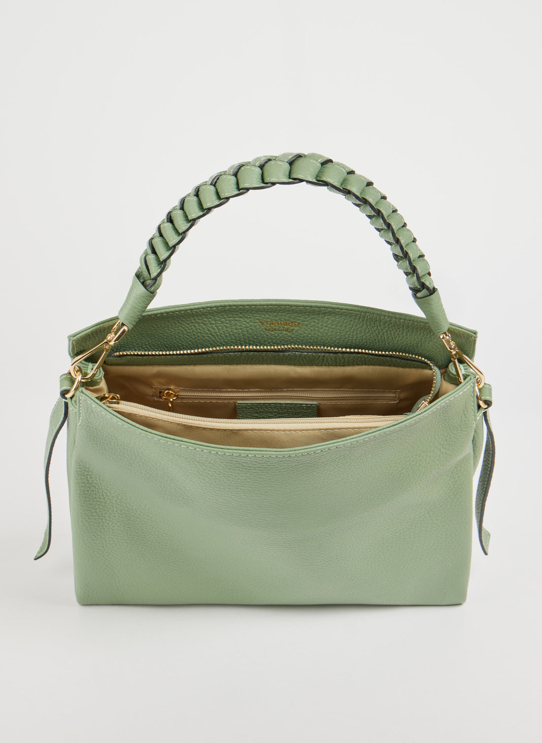 Braid bag in Mint Dollar leather