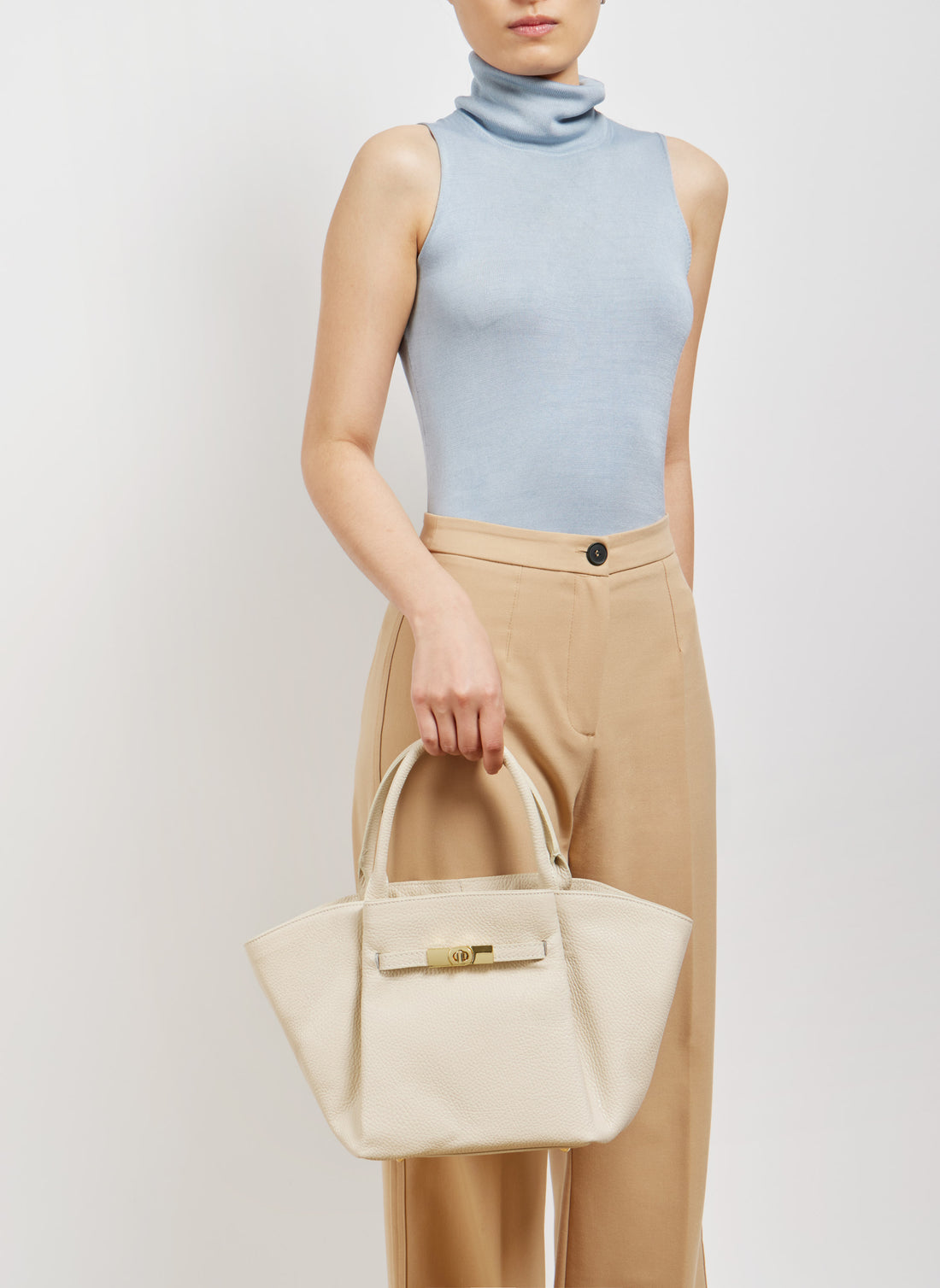Charlène Bag in Togo Leather Beige