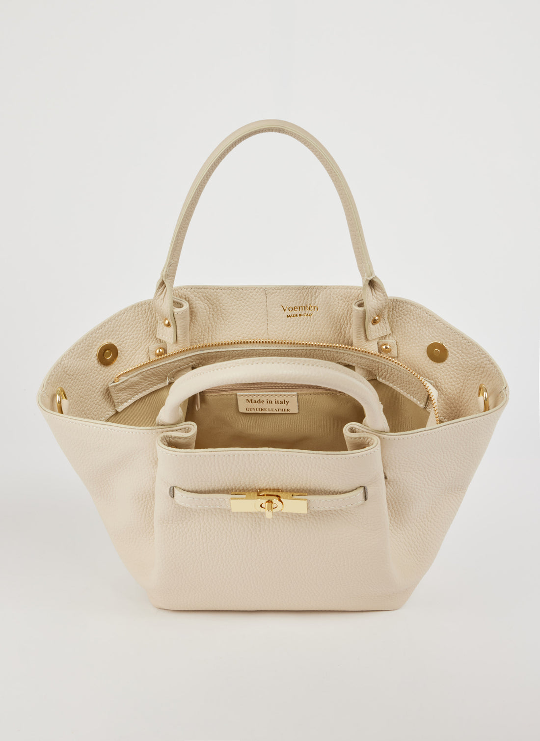 Charlène Bag in Togo Leather Beige