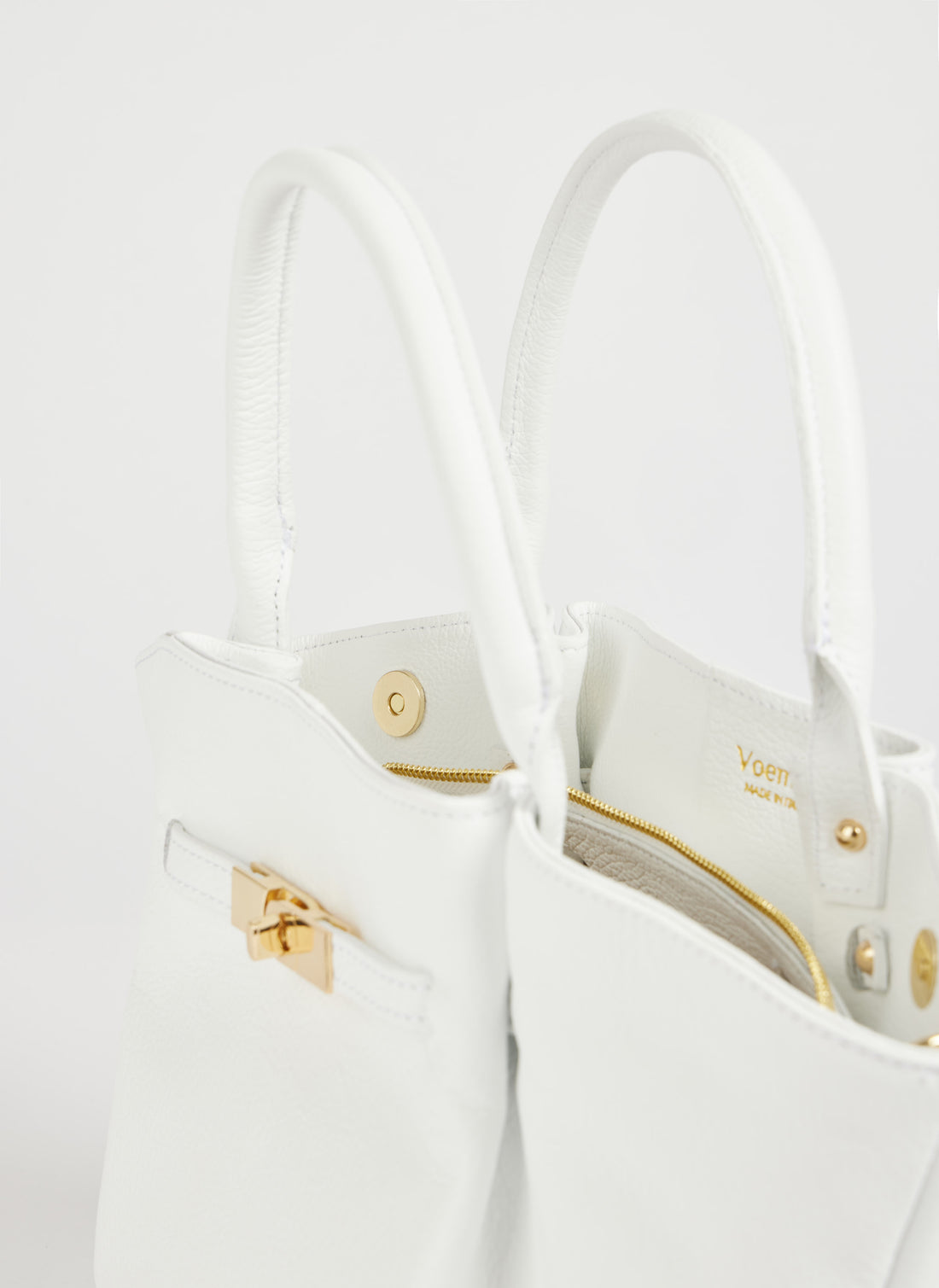 Charlène Bag in Togo Leather White